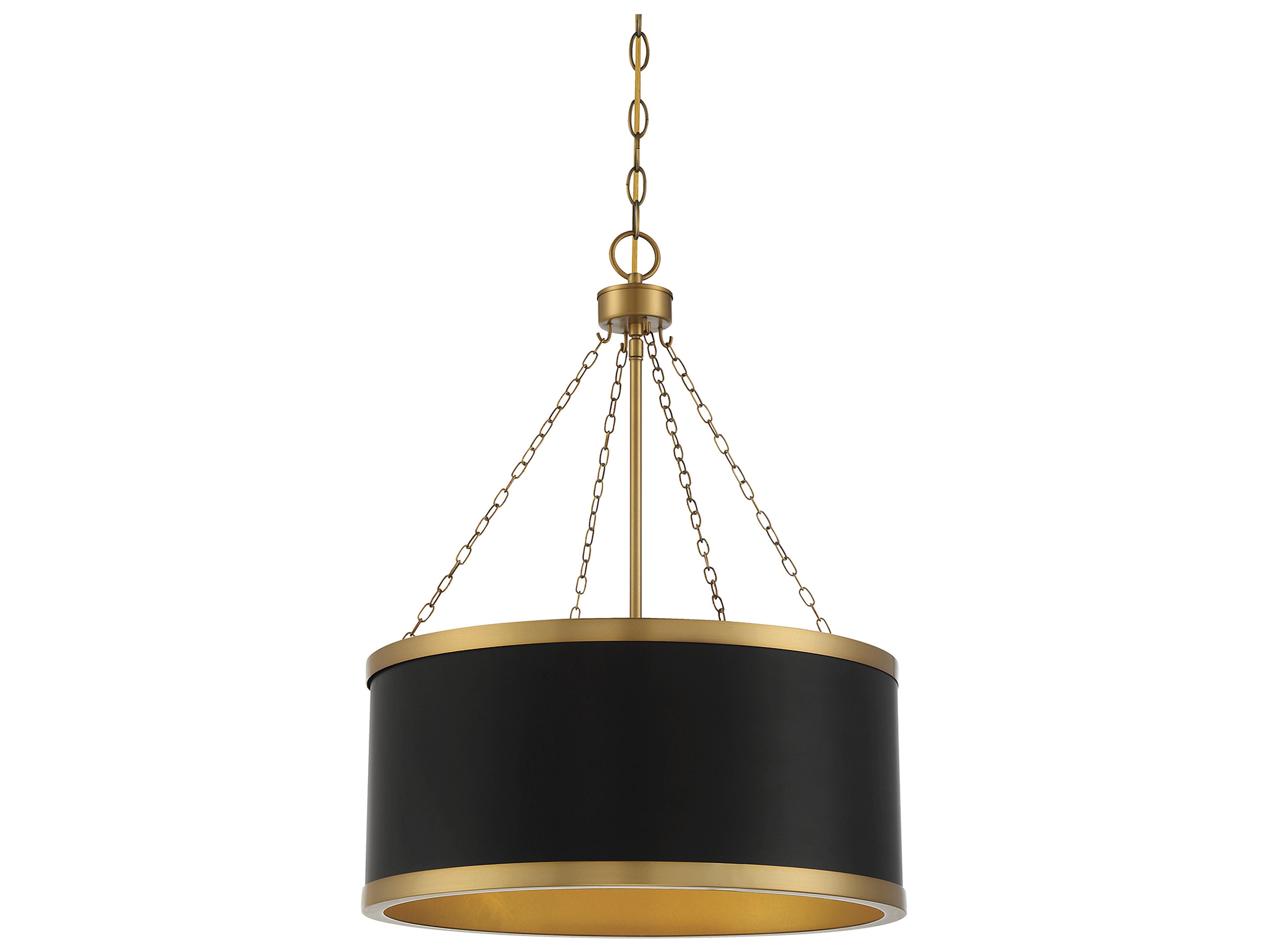 Savoy House Delphi 6-Light Black Warm Brass Drum Pendant