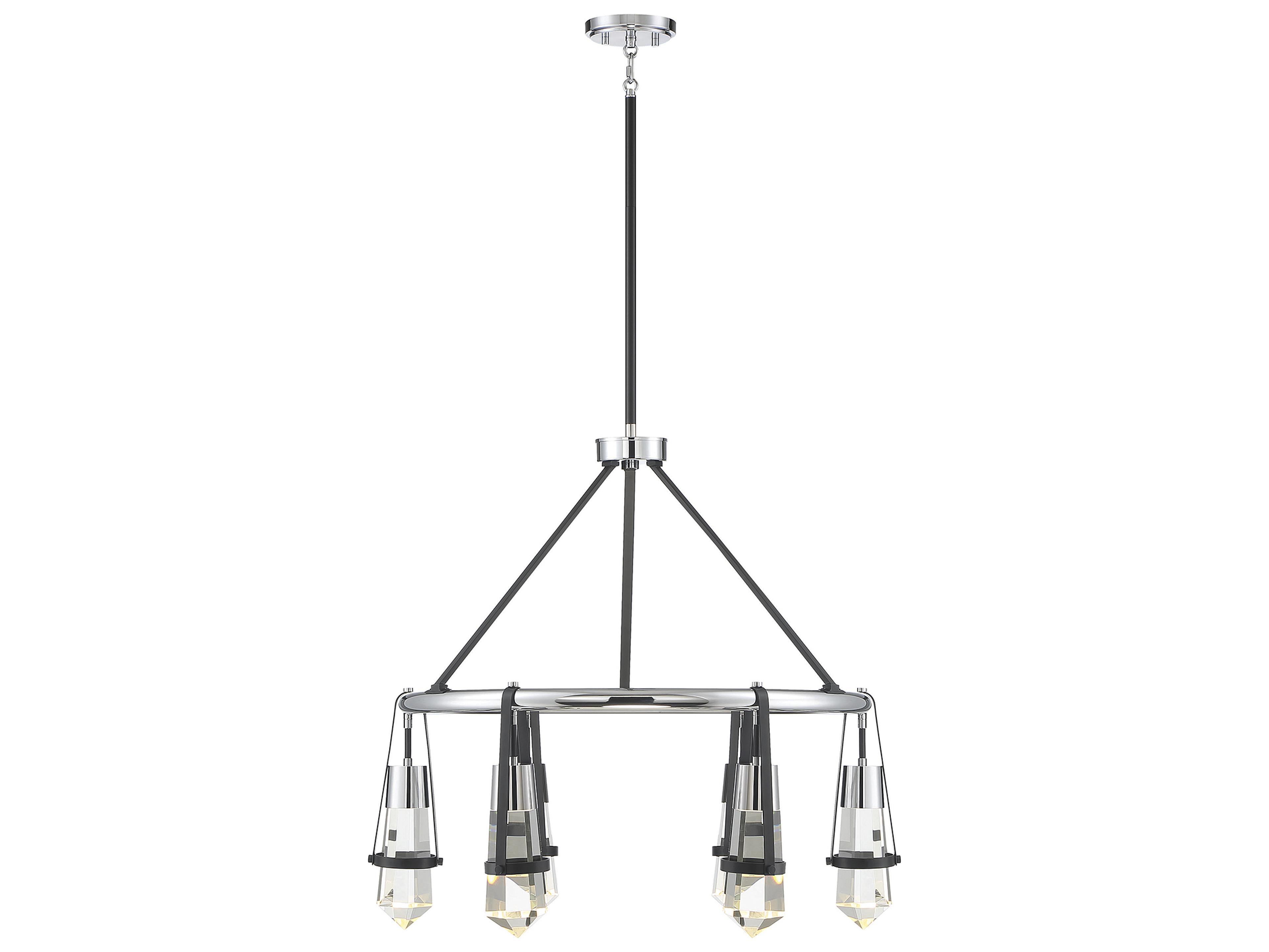 Savoy House Denali 6-Light Matte Black Polished Chrome Crystal LED Round Chandelier