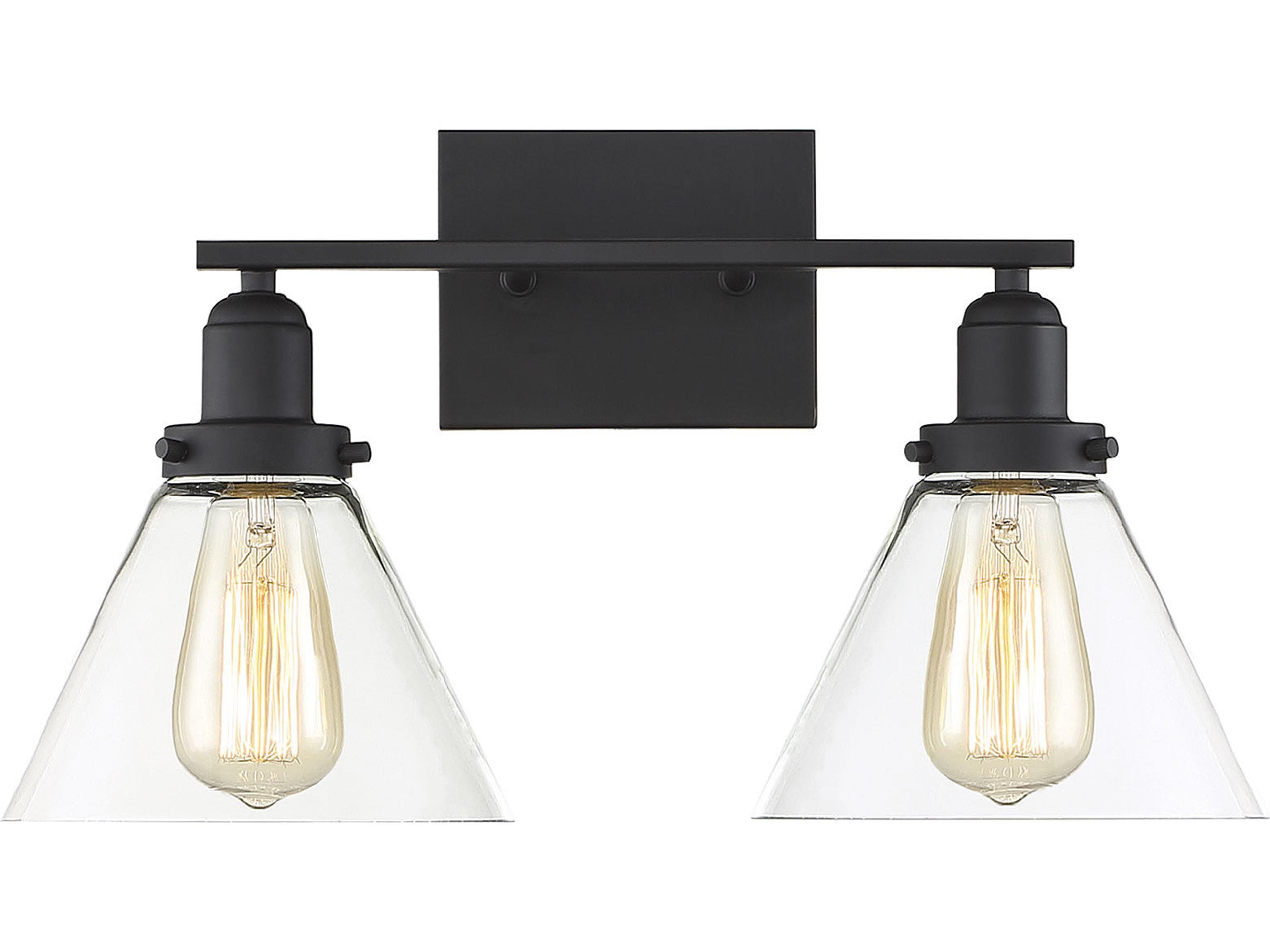 Savoy House Drake 2-Light Black Glass Vanity Light