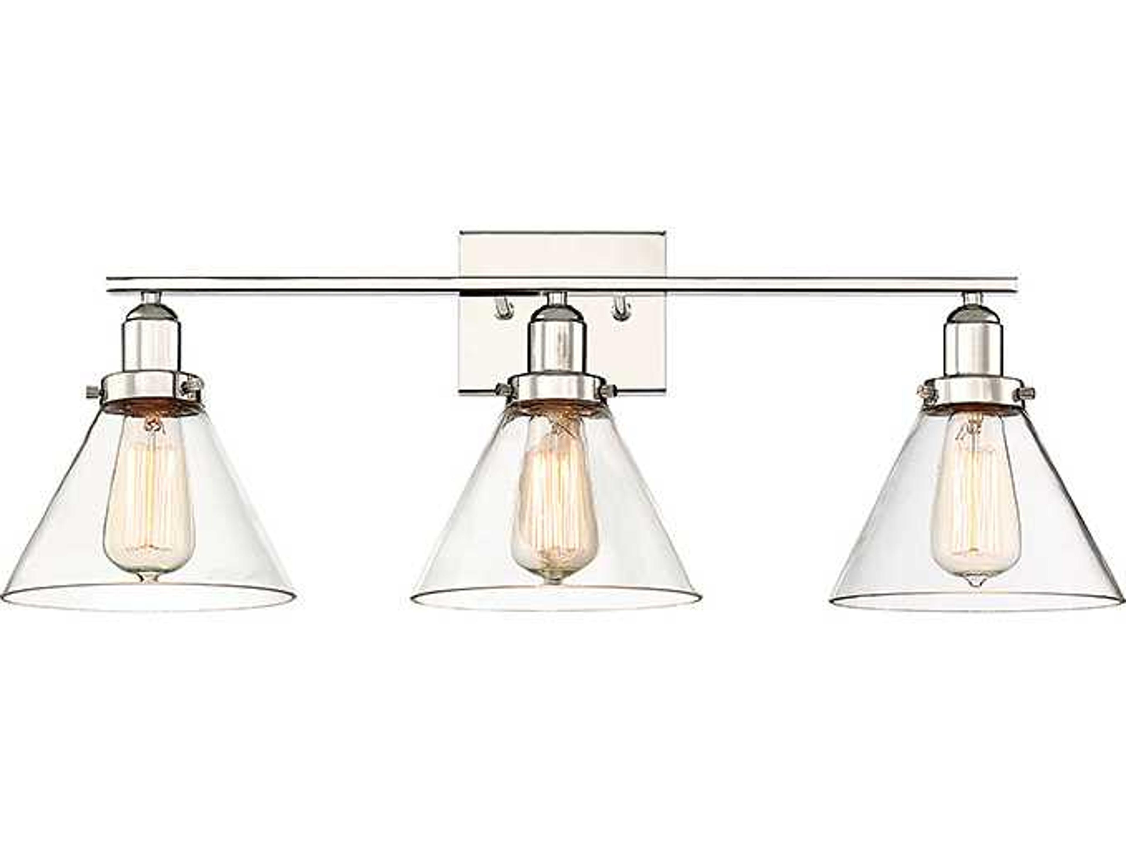 Savoy House Drake 3-Light Polished Nickel Glass Vanity Light