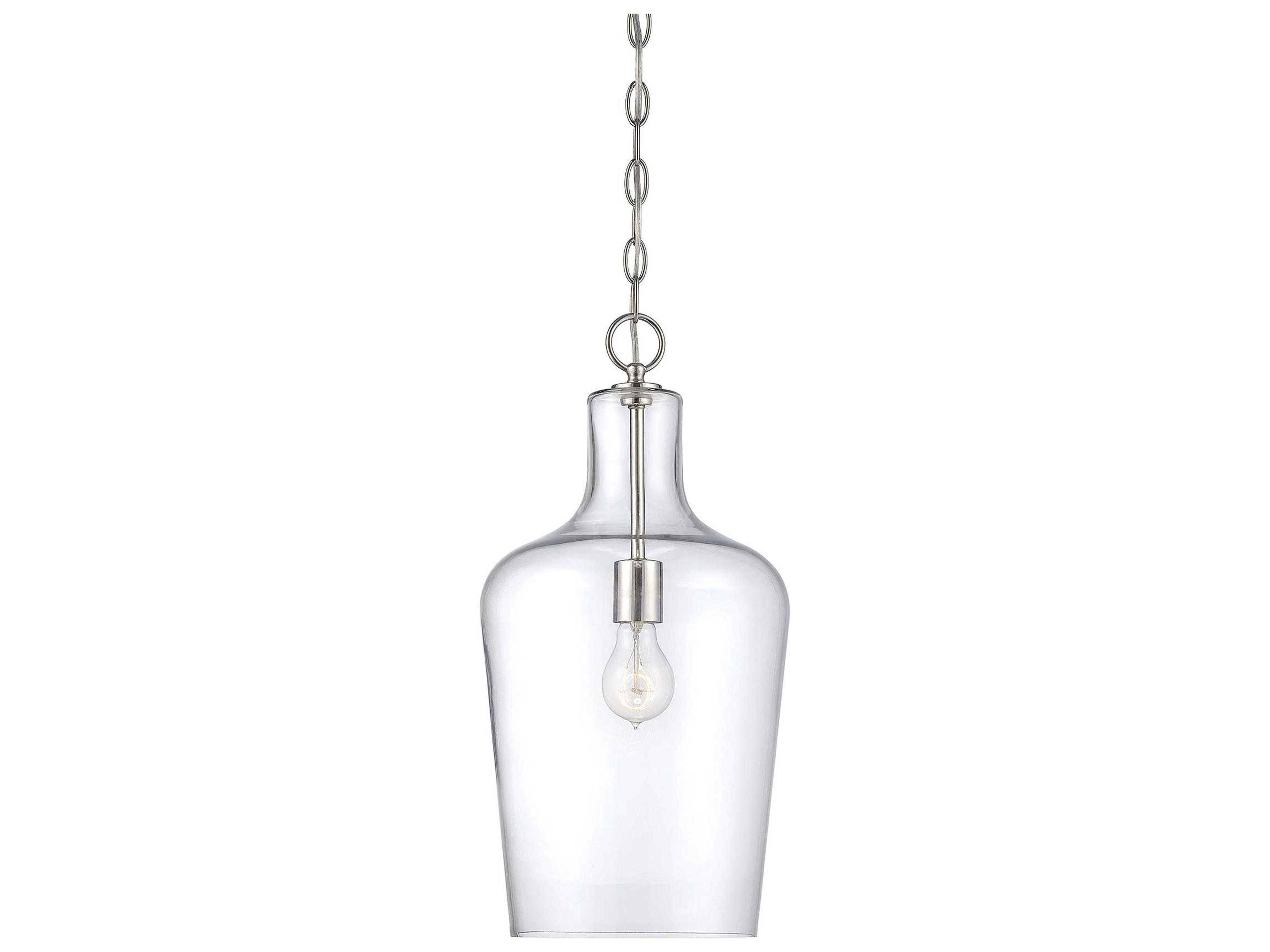 Savoy House Franklin 1-Light Polished Nickel Chrome Glass Bell Pendant