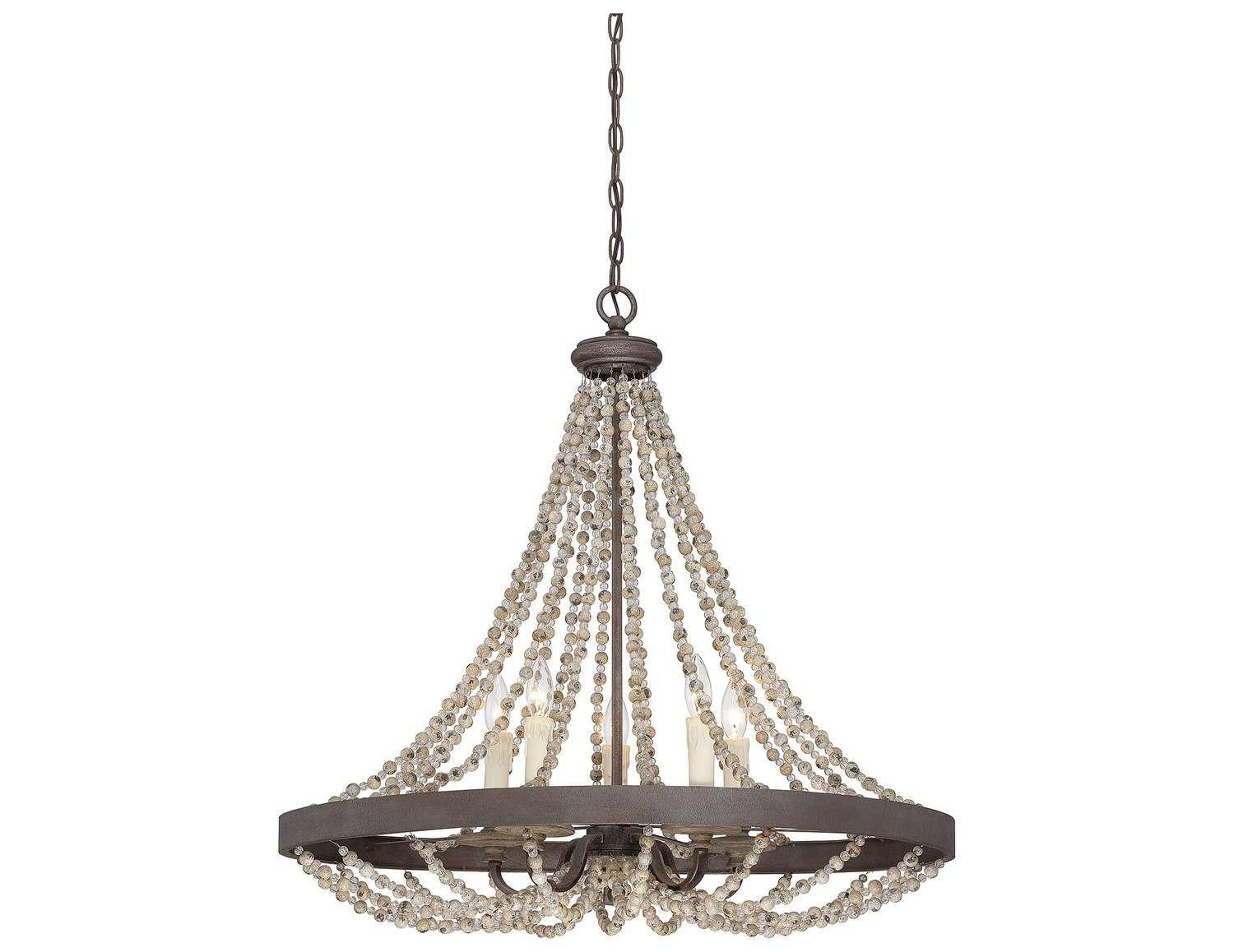 Savoy House Mallory 5-Light Fossil Stone Bronze Crystal Pendant