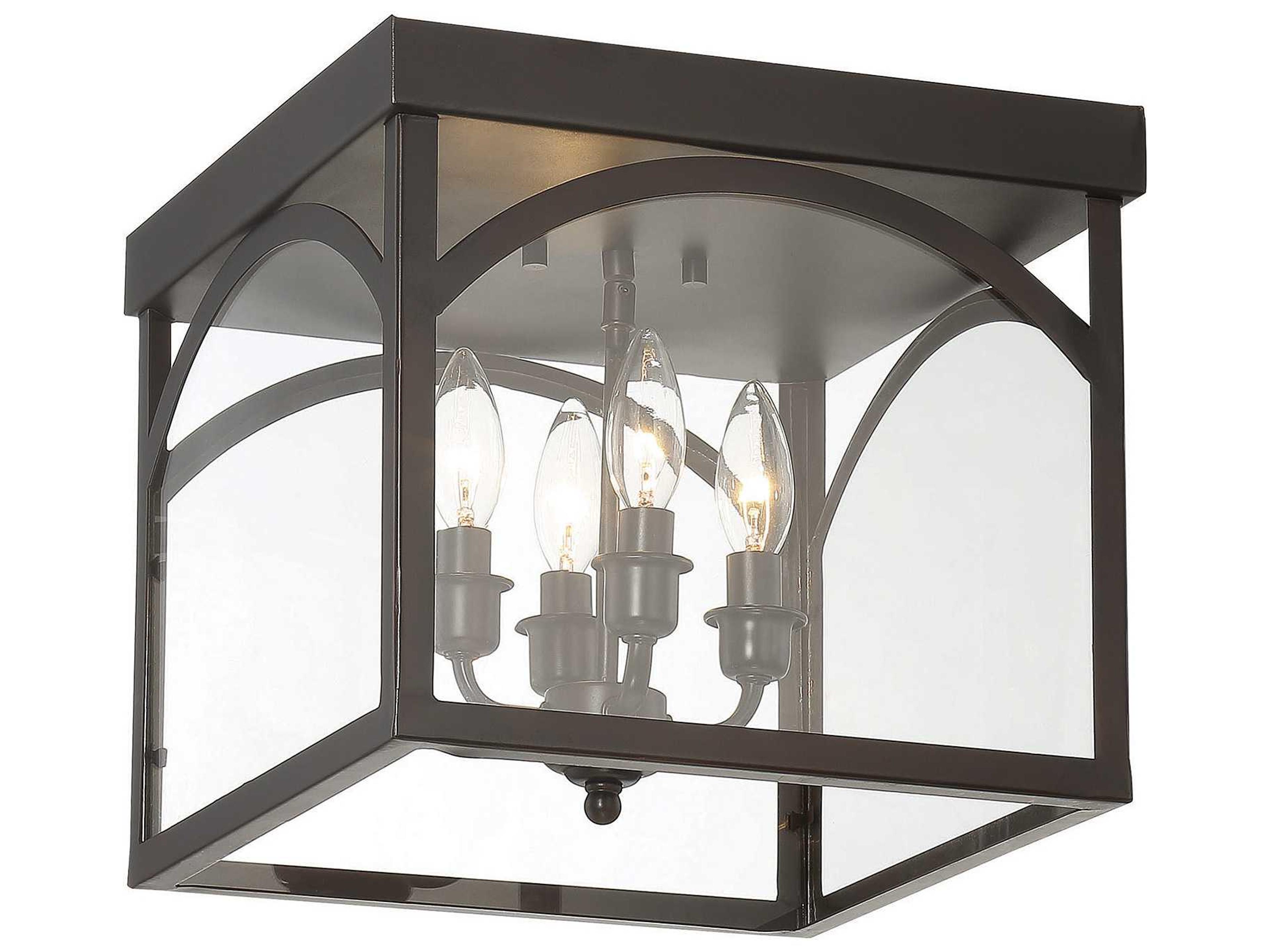 Savoy House Garrett 4-Light English Bronze Glass Flush Mount