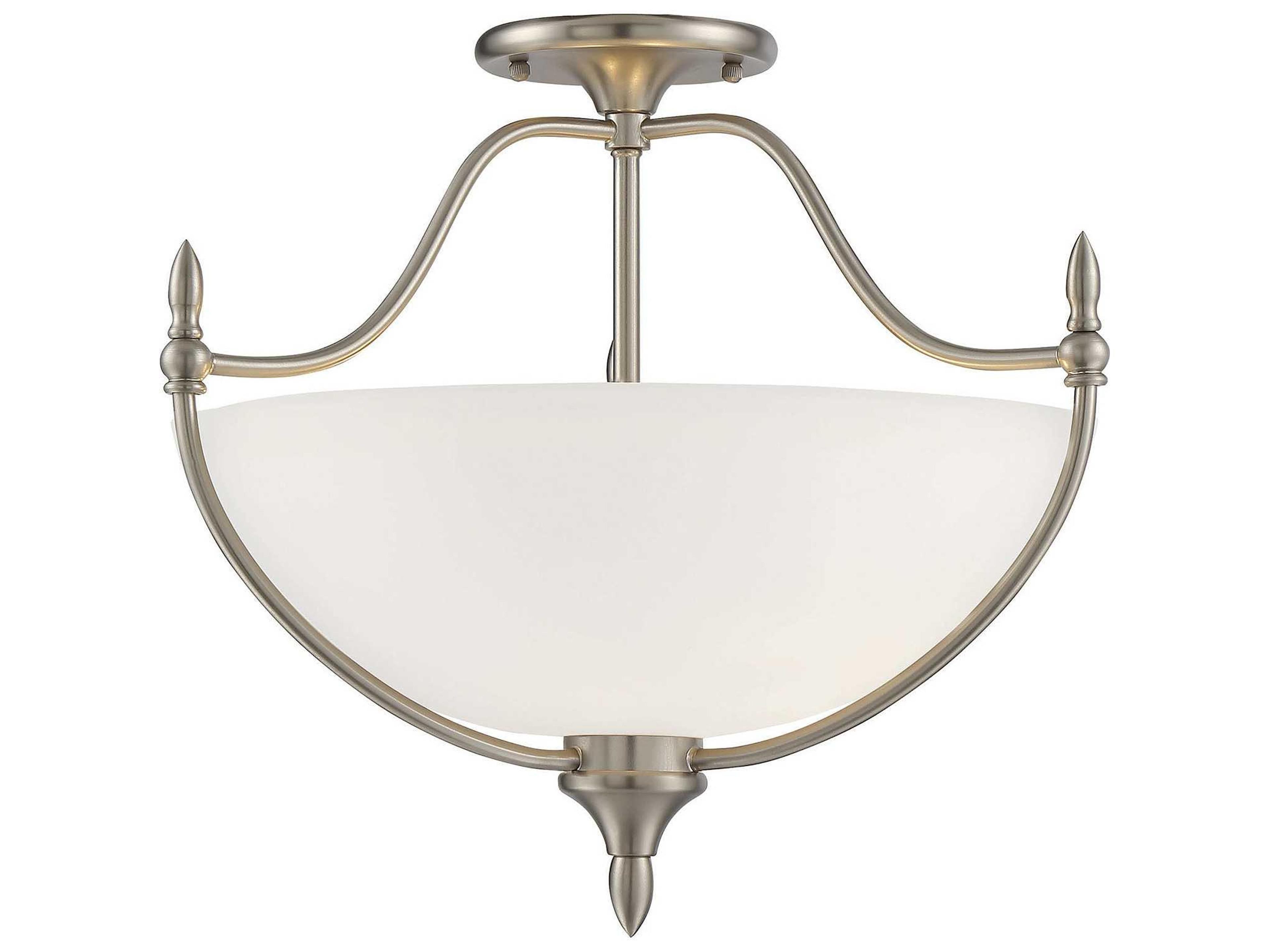 Savoy House Herndon 3-Light Satin Nickel Pewter Glass Bowl Semi Flush Mount