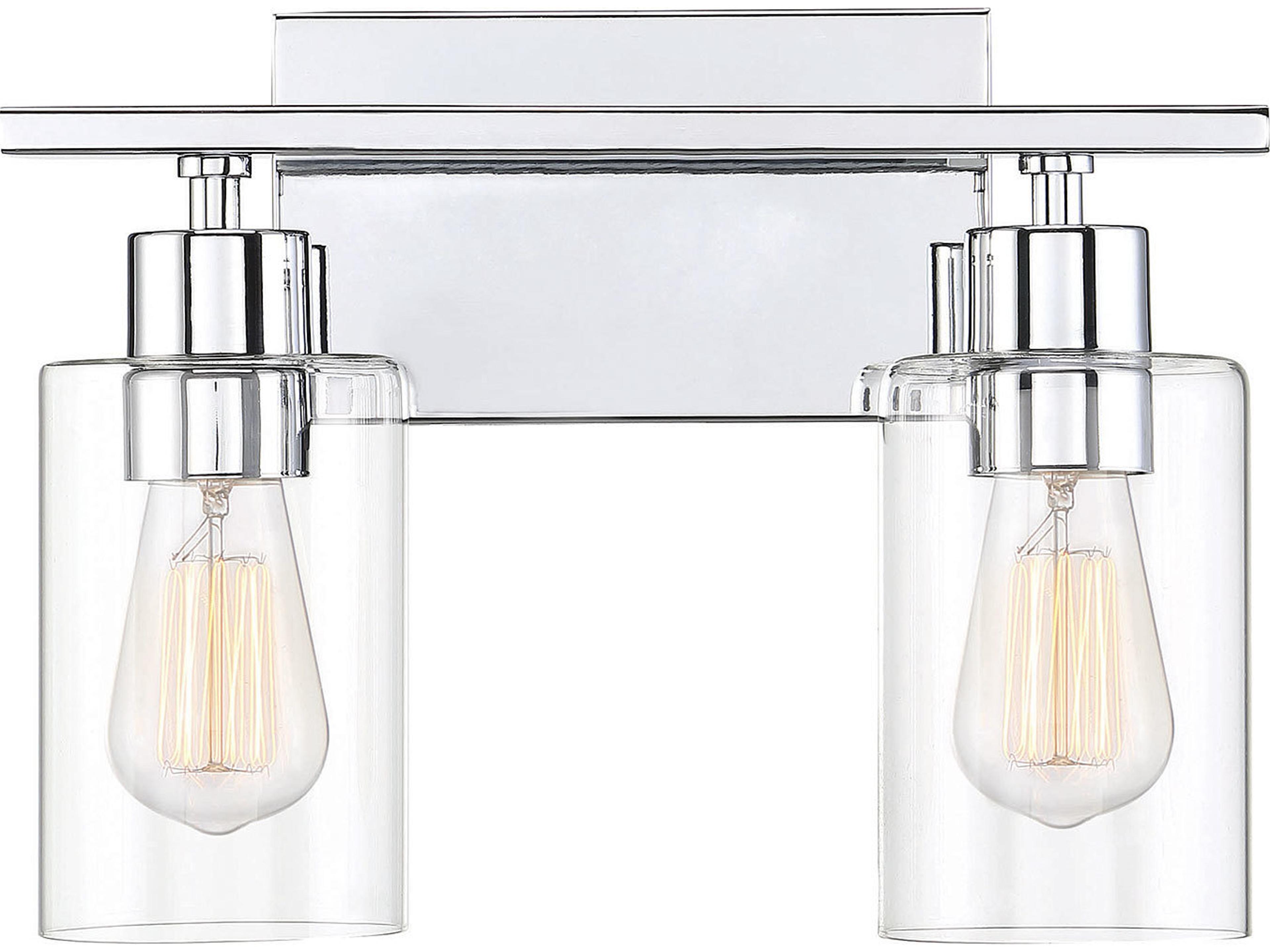Savoy House Lambert 2-Light Polished Chrome Glass Vanity Light