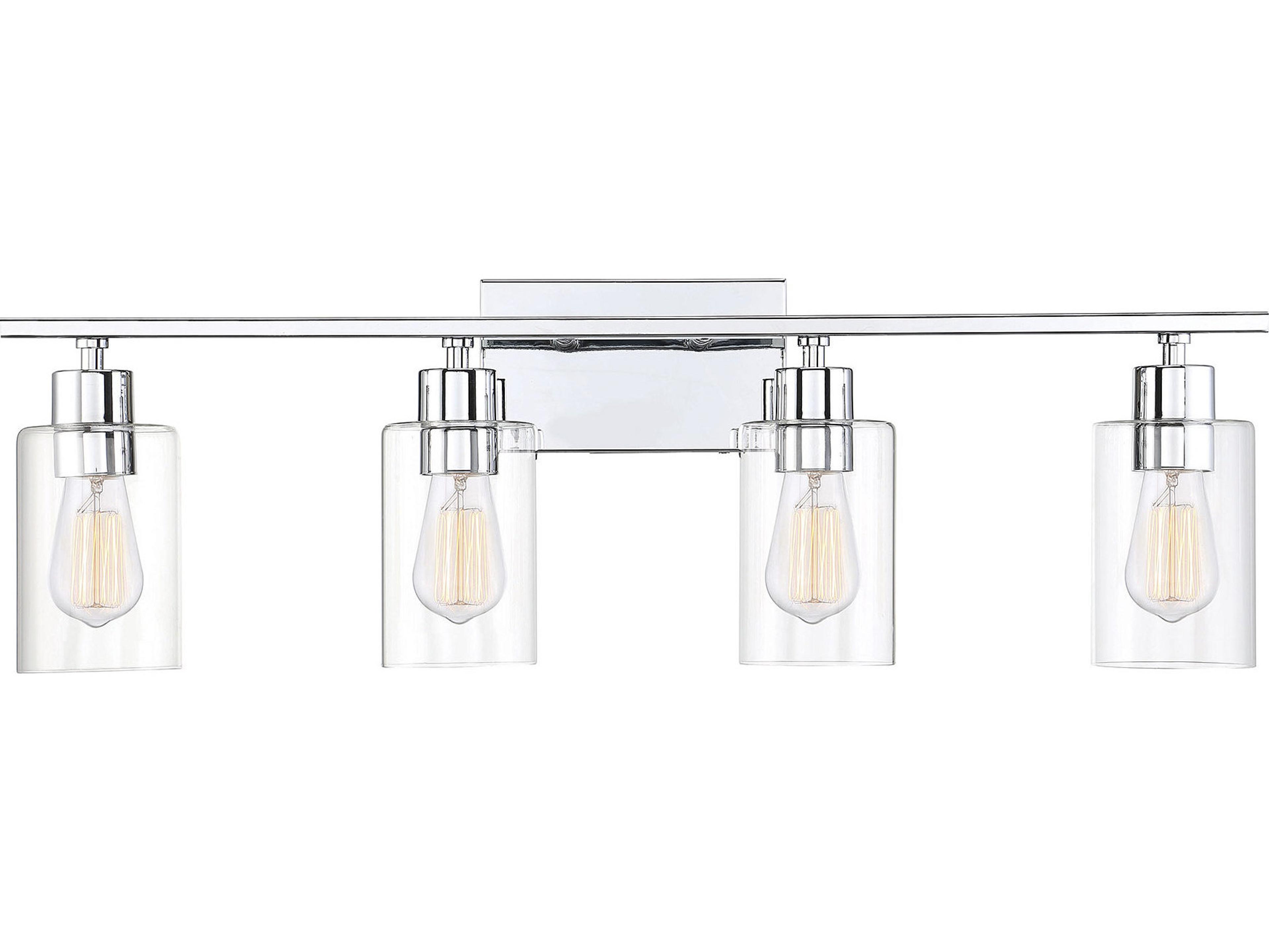Savoy House Lambert 4-Light Polished Chrome Glass Vanity Light