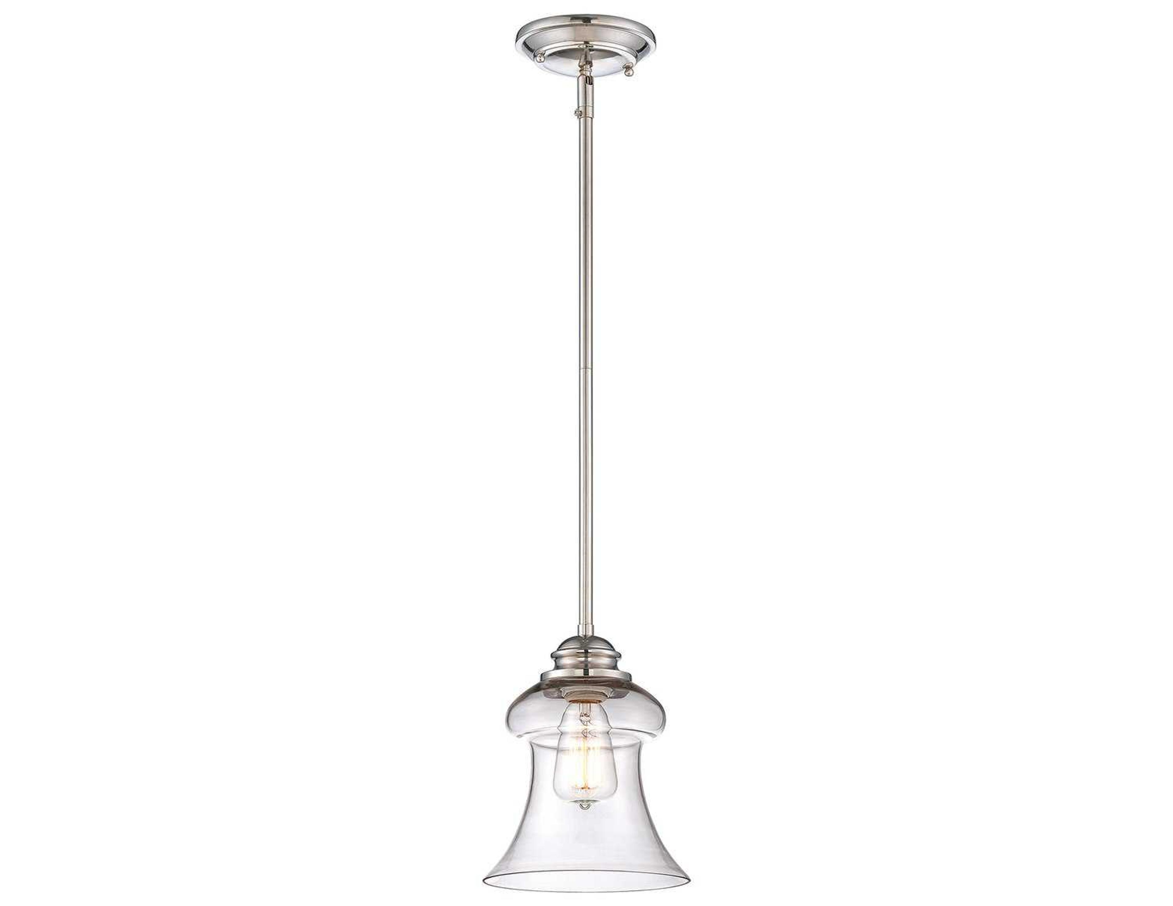 Savoy House Casual Lifestyles Polished Nickel Glass Bell Mini Pendant