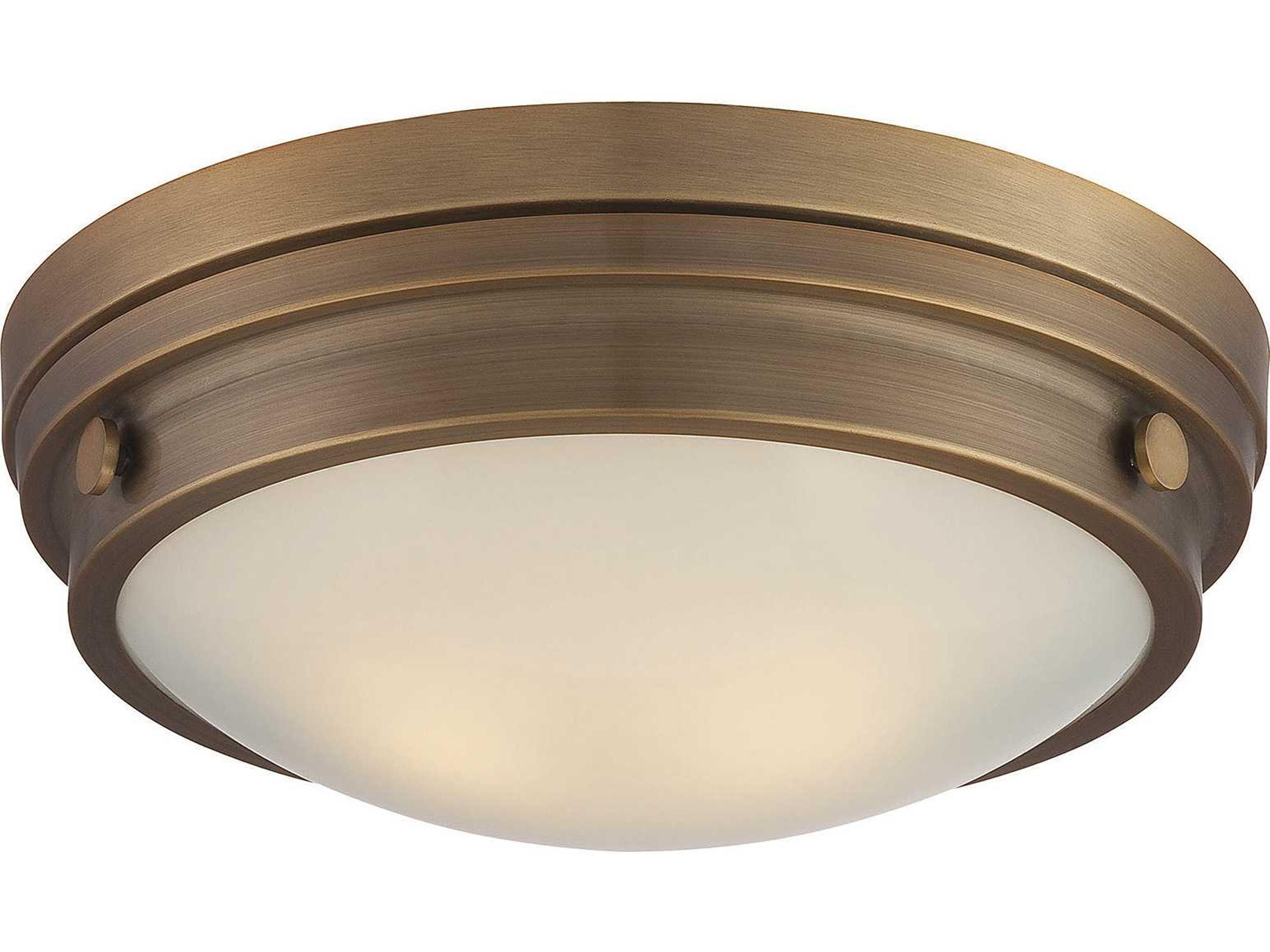 Savoy House Lucerne 2-Light Warm Brass Glass Round Flush Mount