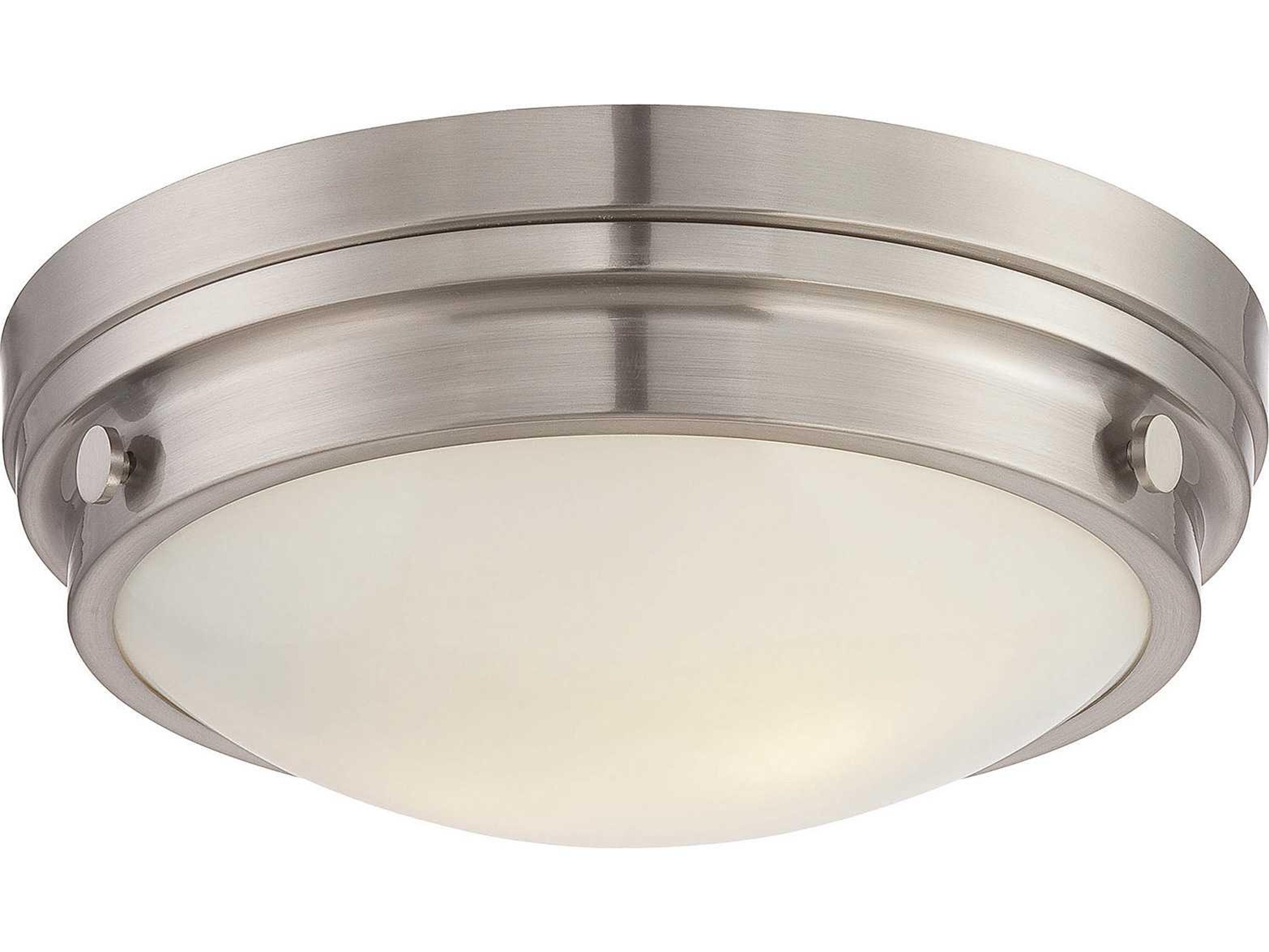 Savoy House Lucerne 2-Light Satin Nickel Glass Round Flush Mount