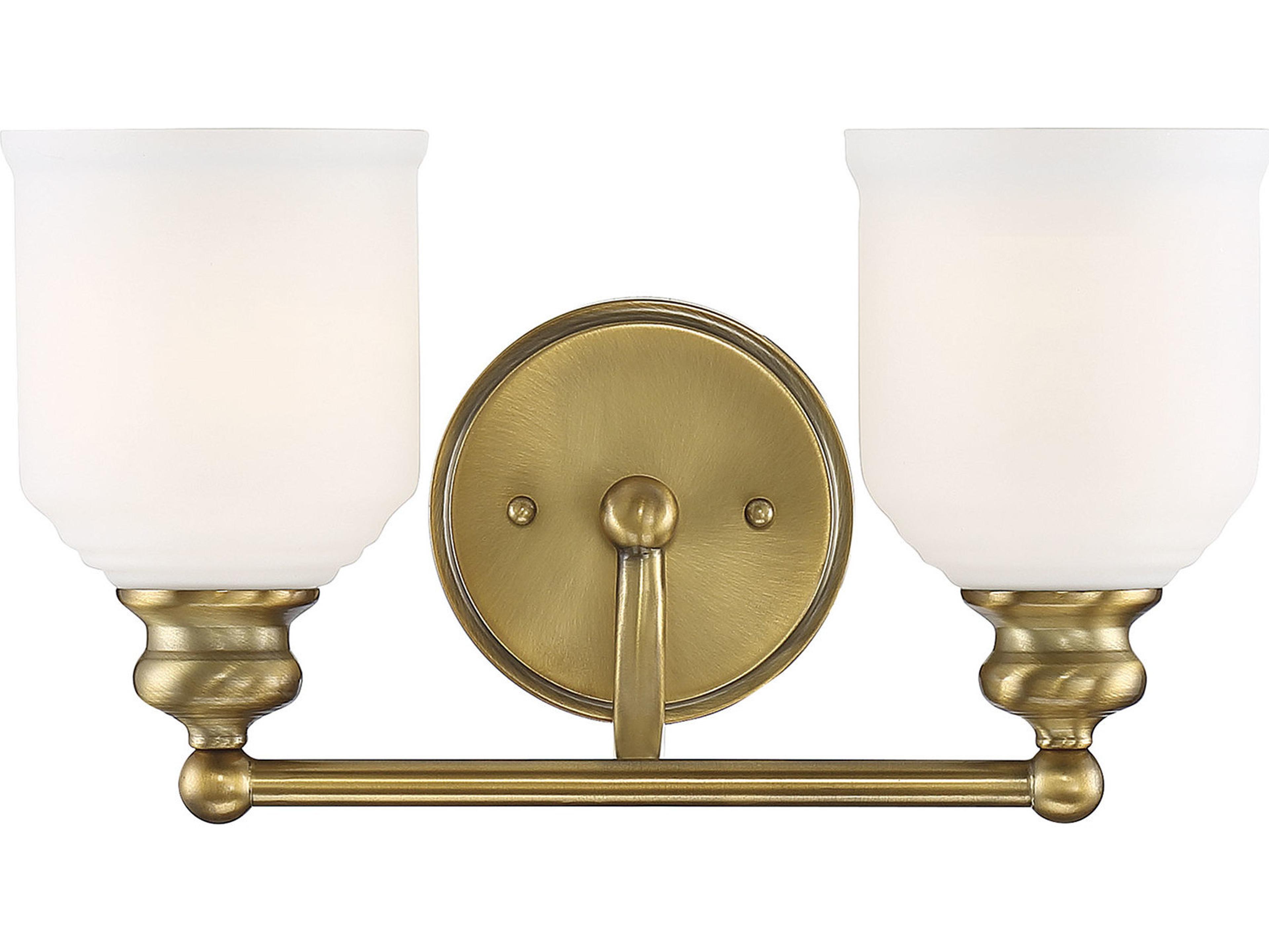 Savoy House Melrose 2-Light Warm Brass White Glass Vanity Light