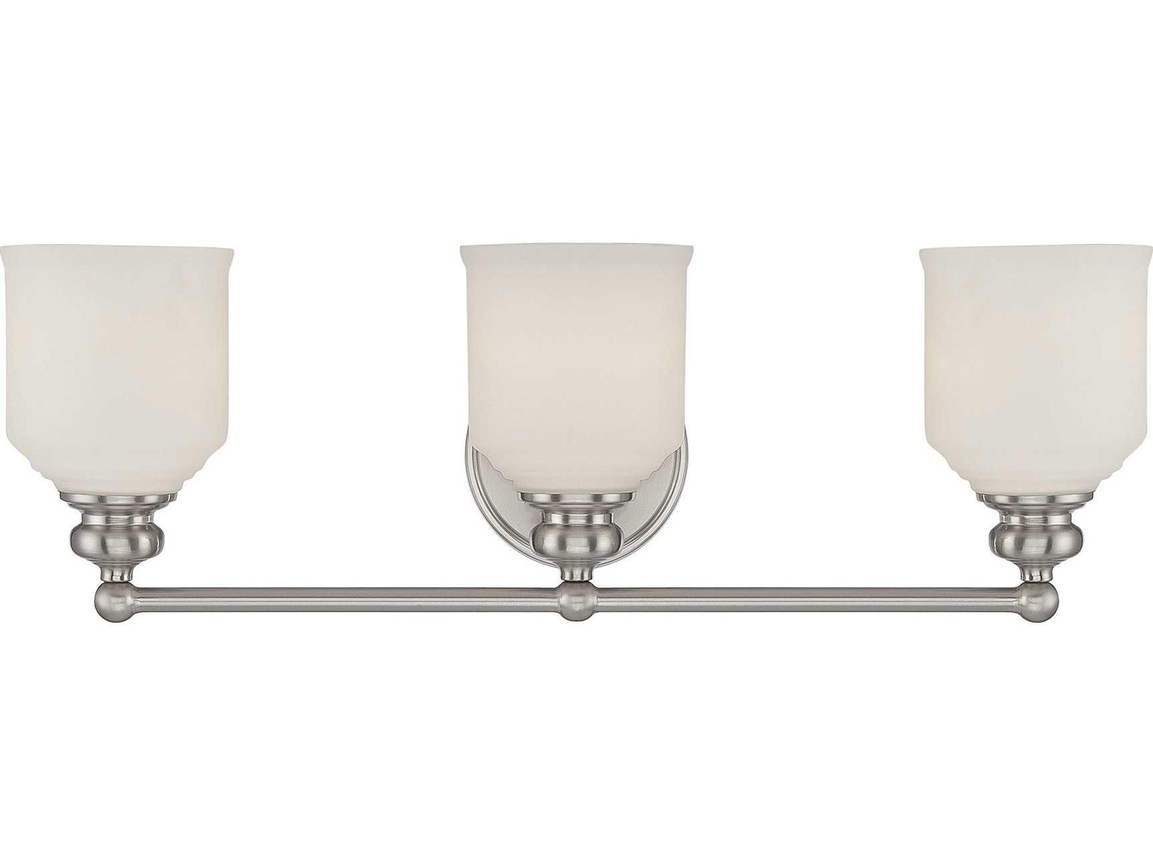 Savoy House Melrose 3-Light Satin Nickel Pewter Glass Vanity Light