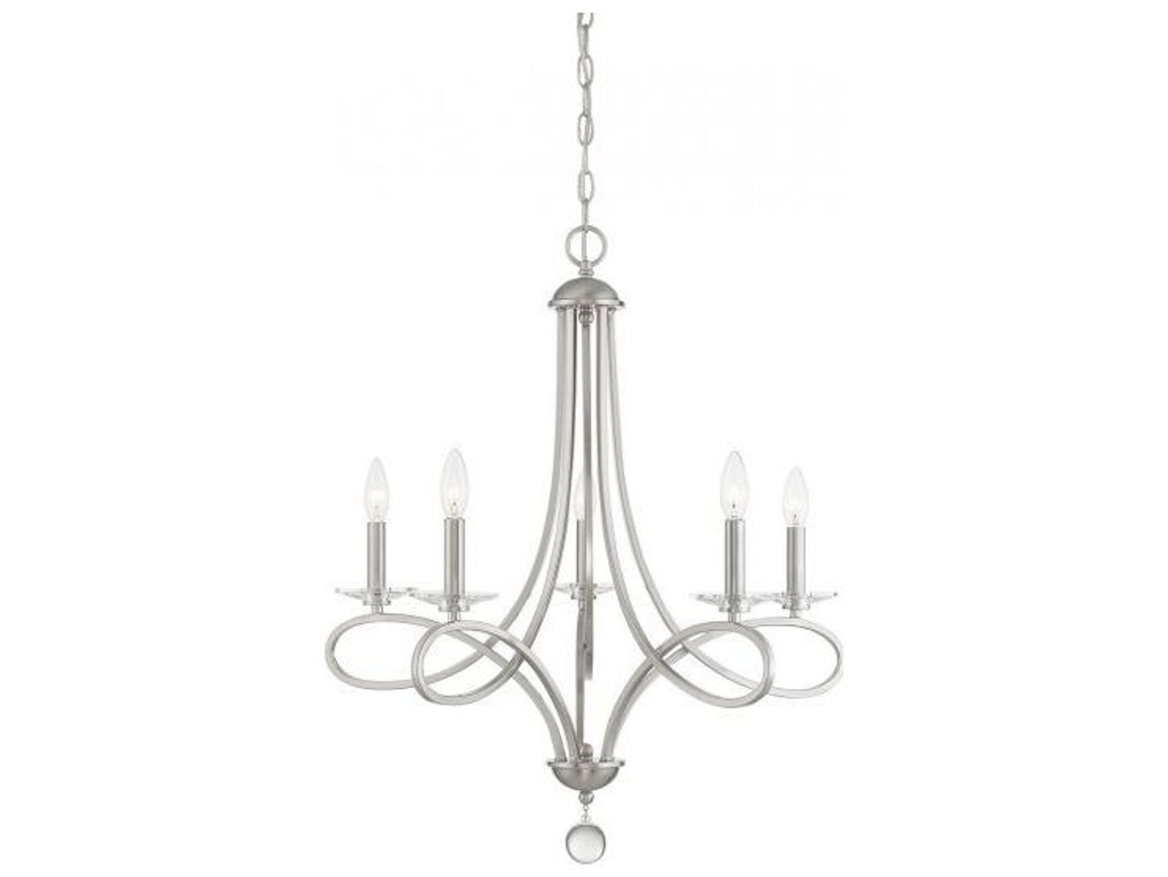 Savoy House Meridian 5-Light Brushed Nickel Crystal Candelabra Chandelier