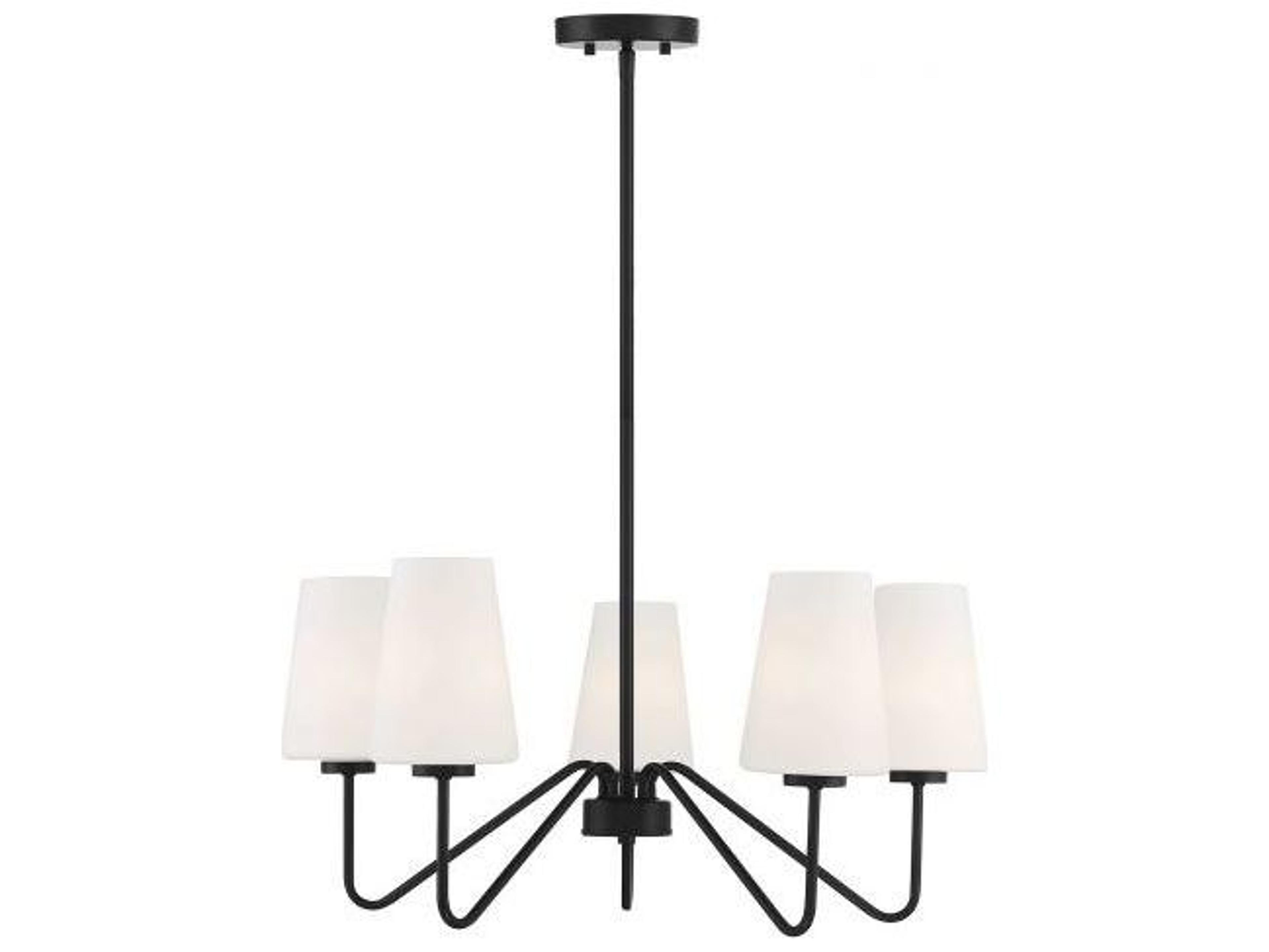 Savoy House Meridian 5-Light Matte Black Glass Empire Chandelier