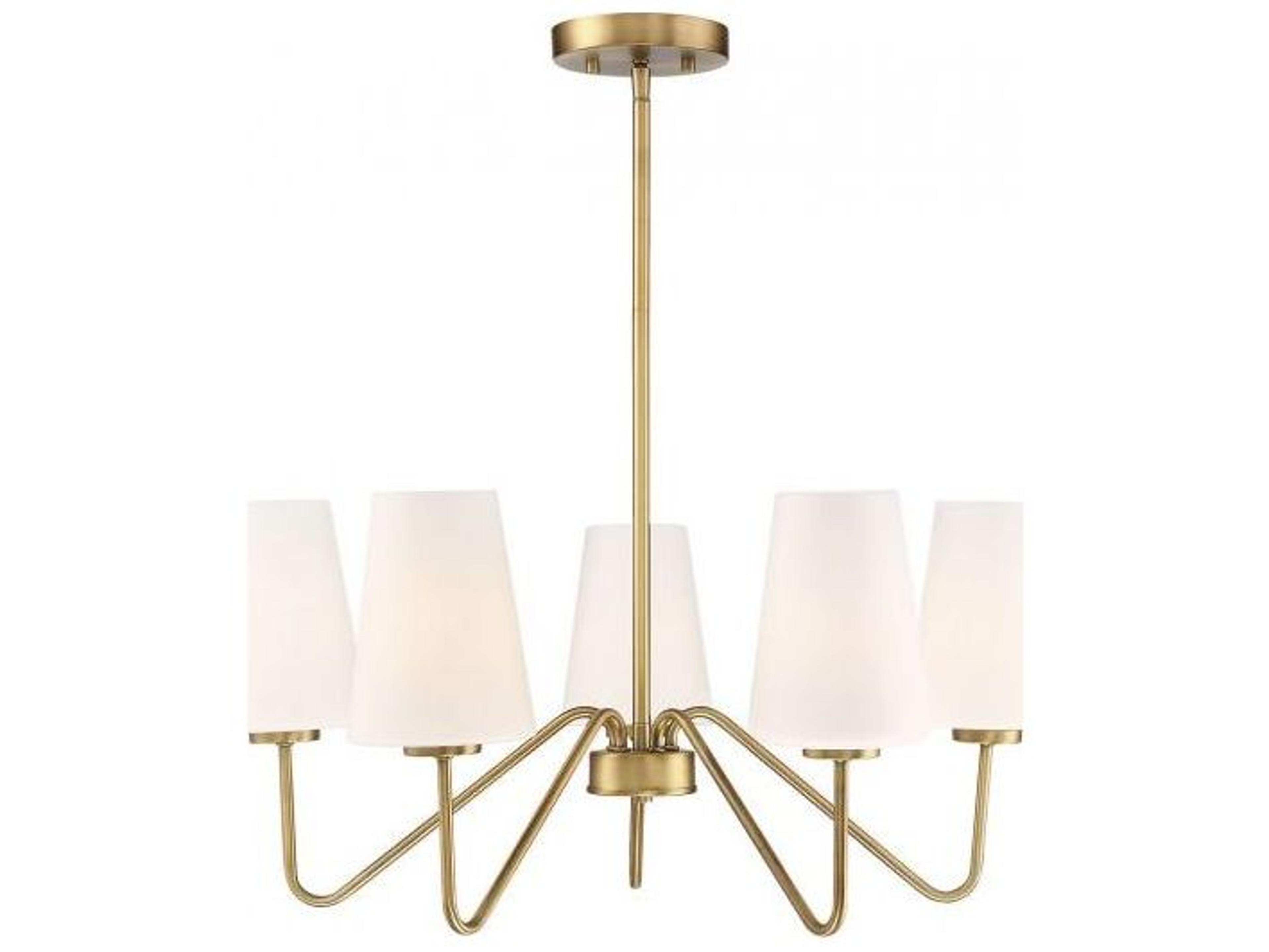 Savoy House Meridian 5-Light Natural Brass Glass Empire Chandelier