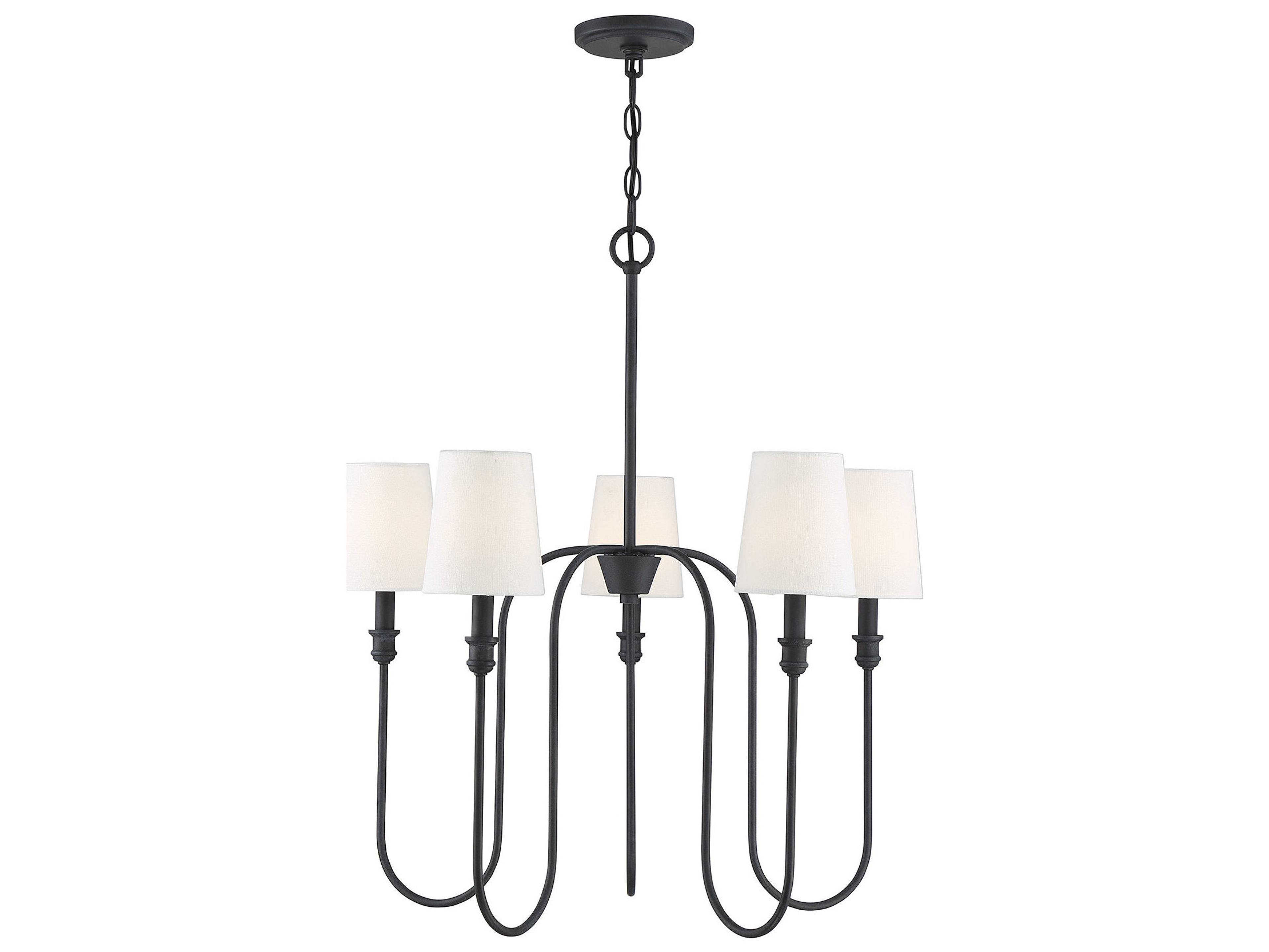 Savoy House Meridian 5-Light Aged Iron Black Cylinder Chandelier