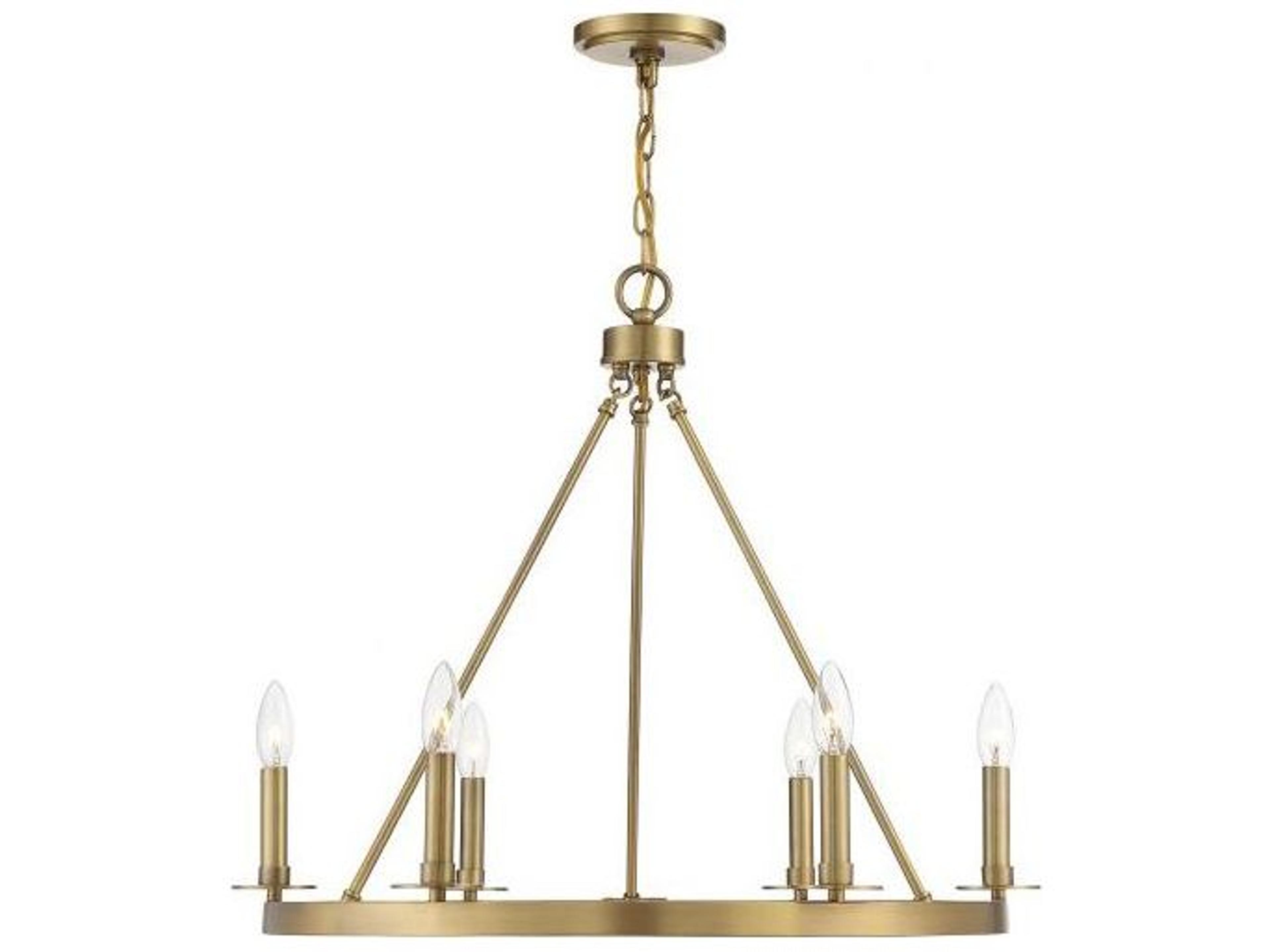 Savoy House Meridian 6-Light Natural Brass Candelabra Chandelier