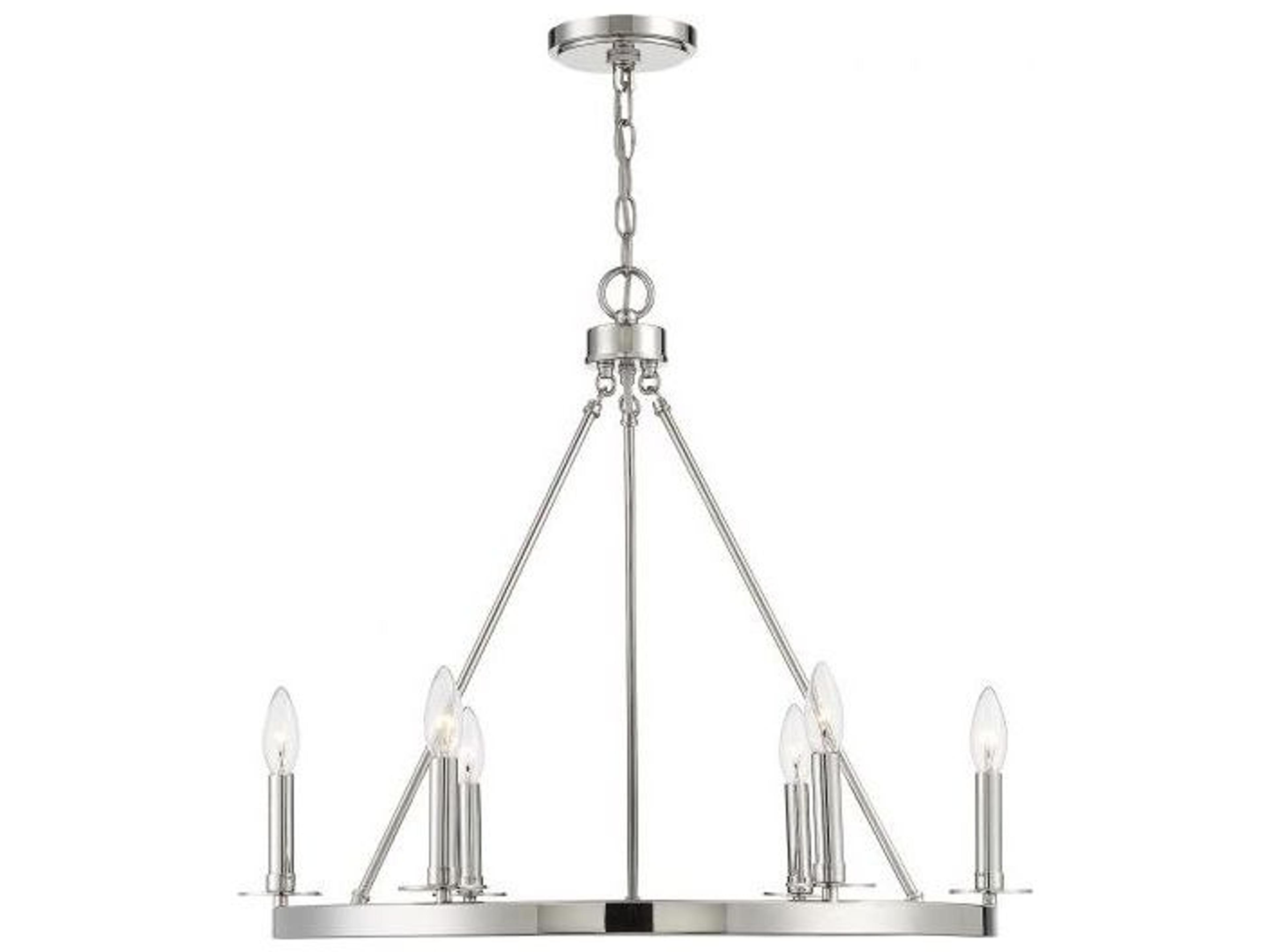 Savoy House Meridian 6-Light Polished Nickel Candelabra Chandelier