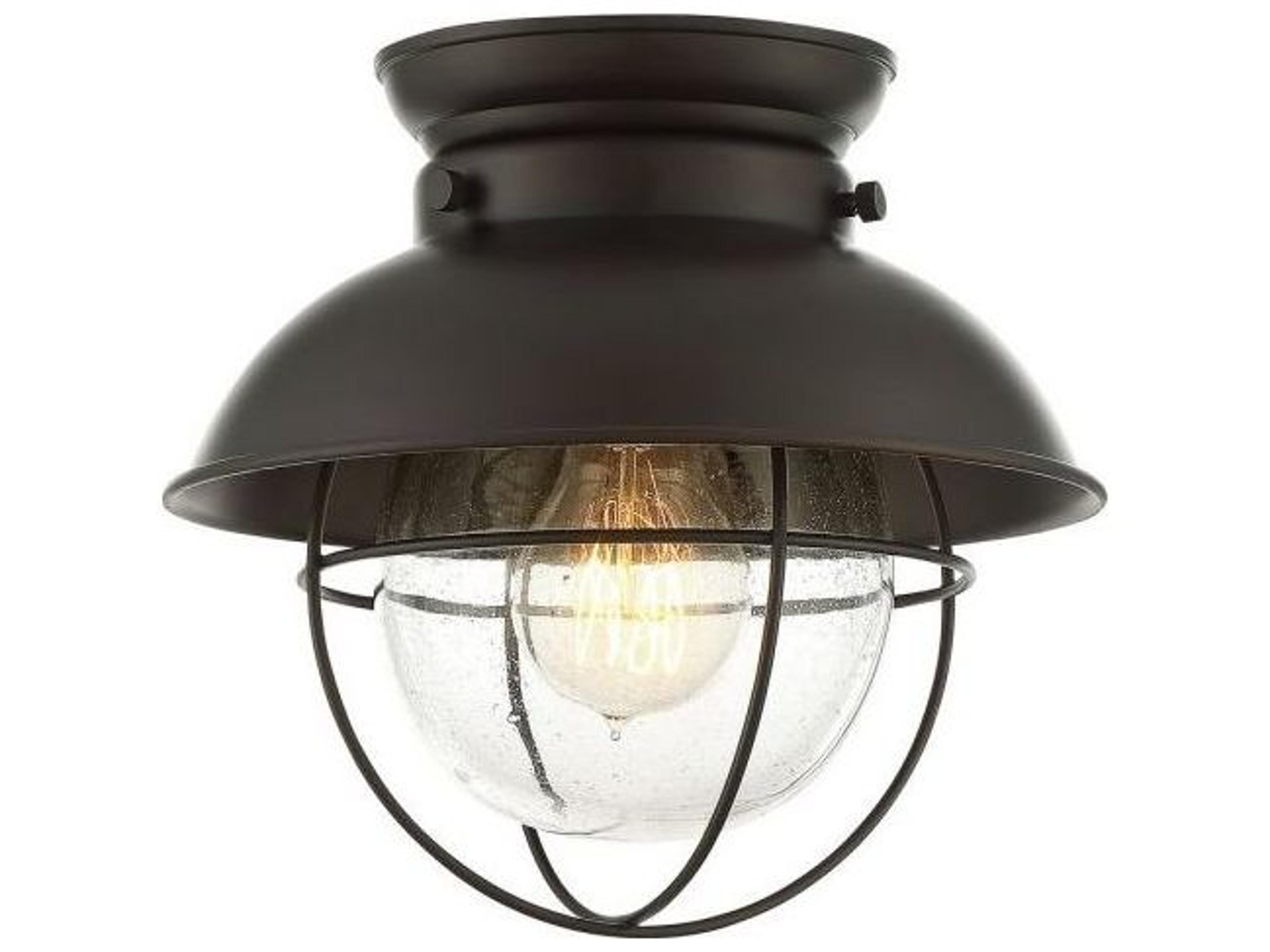 Savoy House Meridian 1-Light Oil Rubbed Bronze Glass Globe Geometric Flush Mount