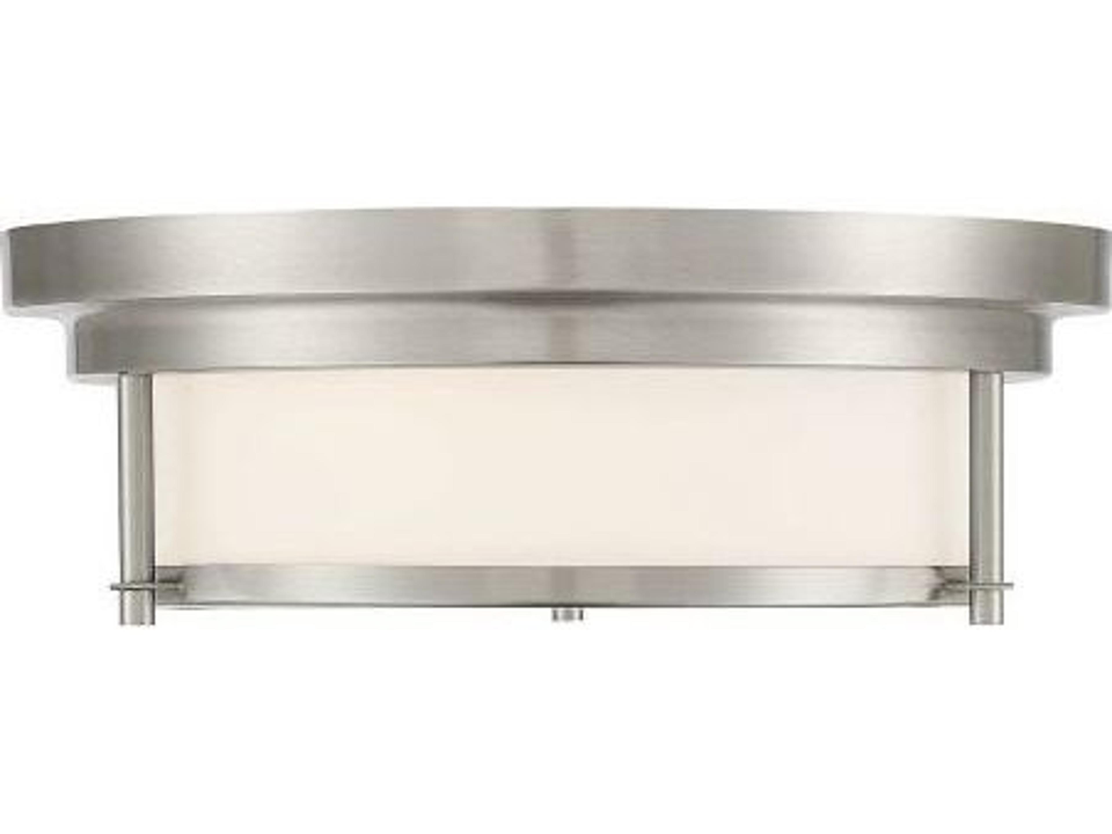 Savoy House Meridian 2-Light Brushed Nickel Glass Drum Flush Mount