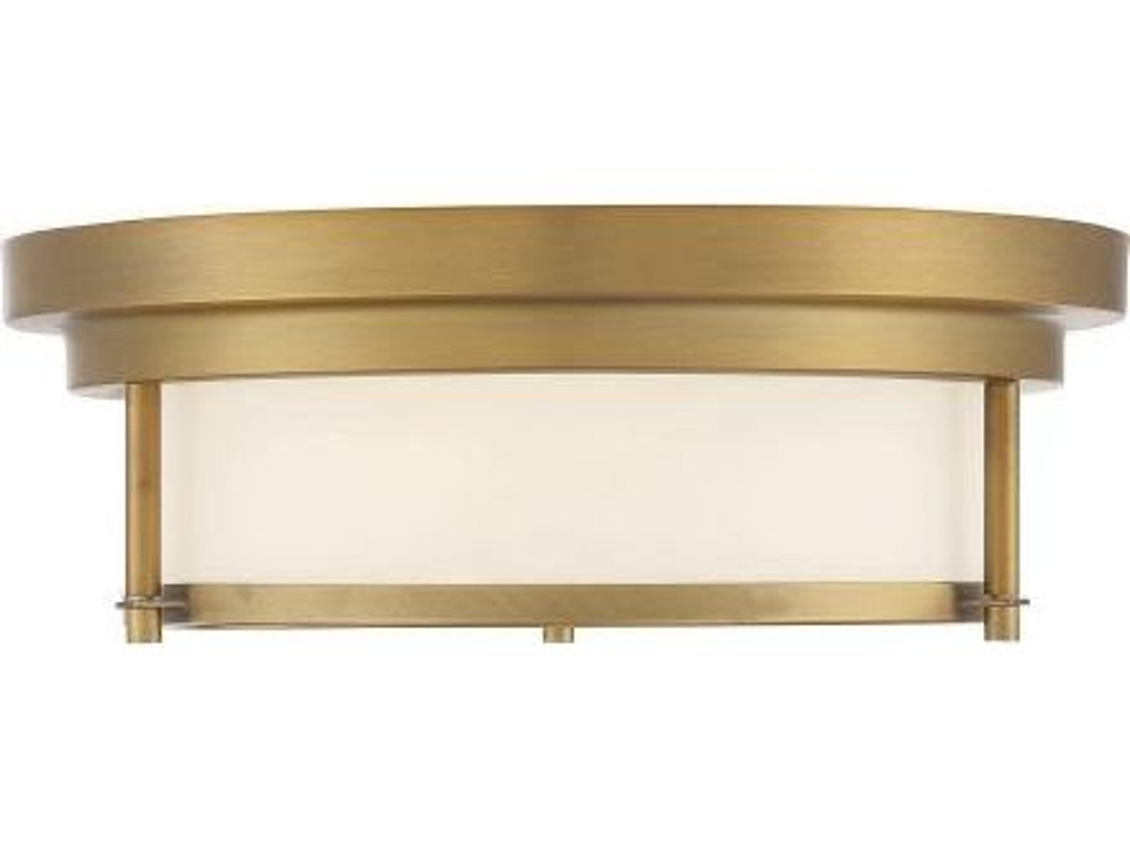 Savoy House Meridian 2-Light Natural Brass Glass Flush Mount