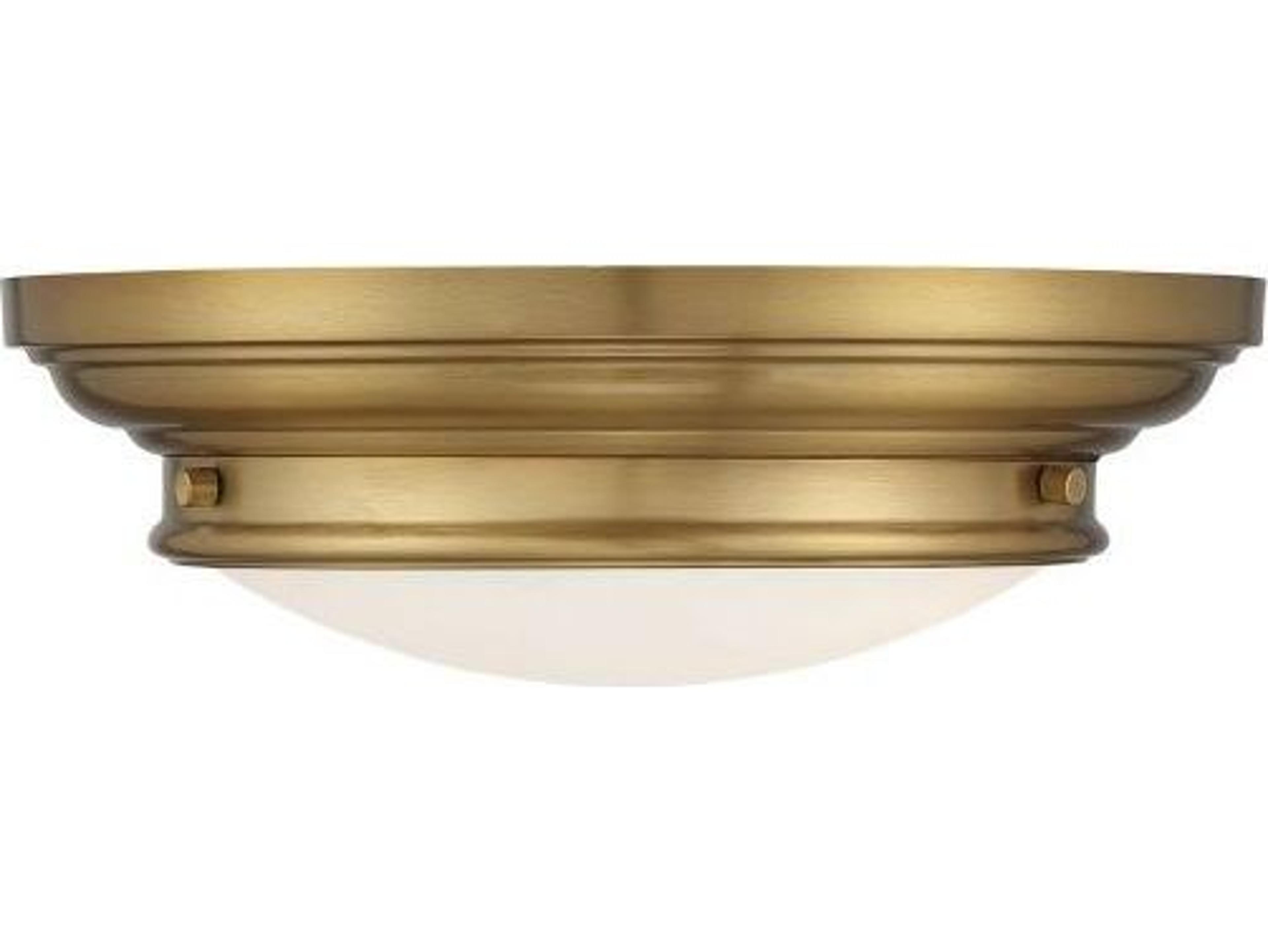 Savoy House Meridian 2-Light Natural Brass Glass Bowl Geometric Flush Mount