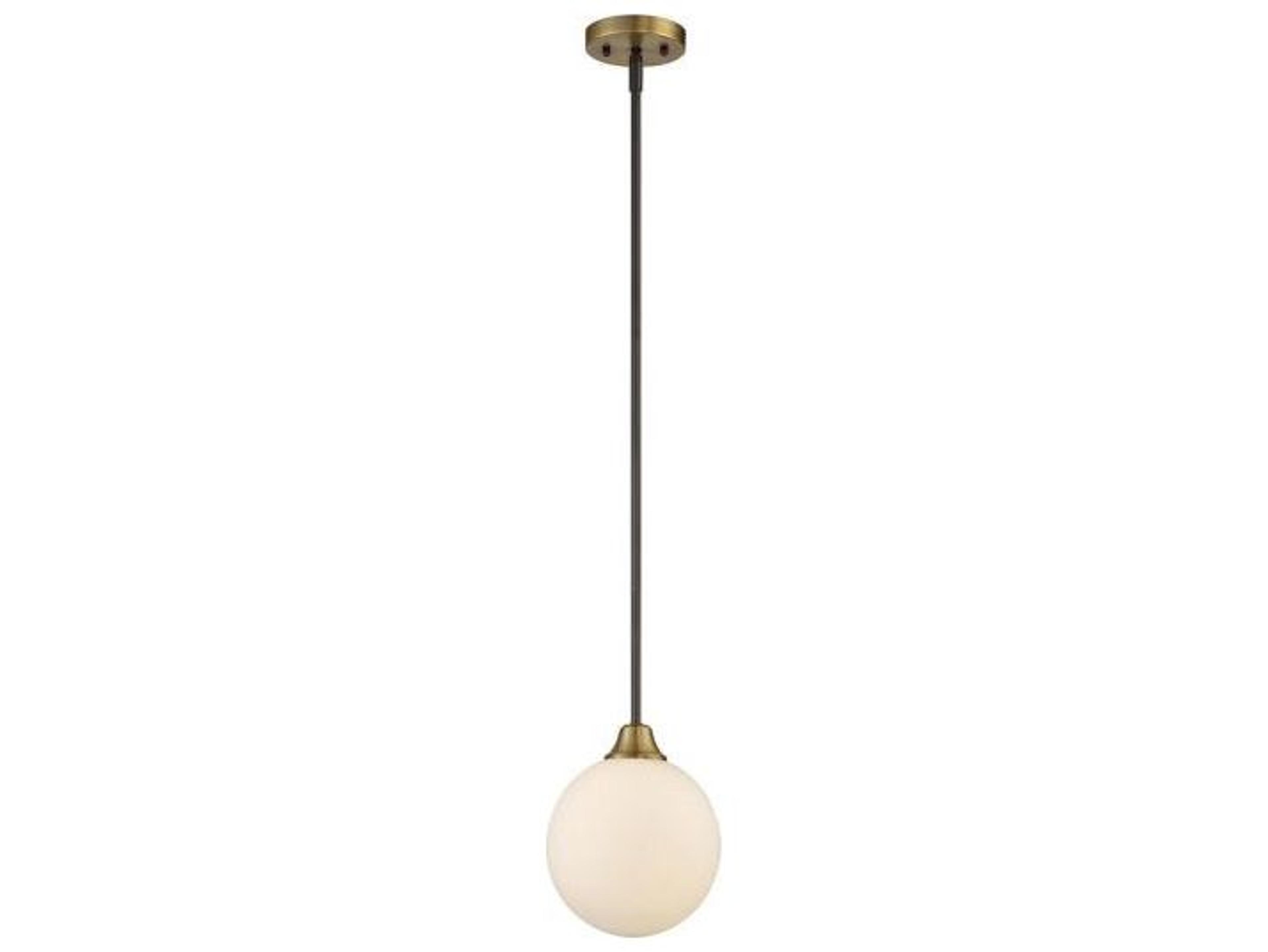 Savoy House Meridian 1-Light Oil Rubbed Bronze Natural Brass Glass Globe Geometric Mini Pendant
