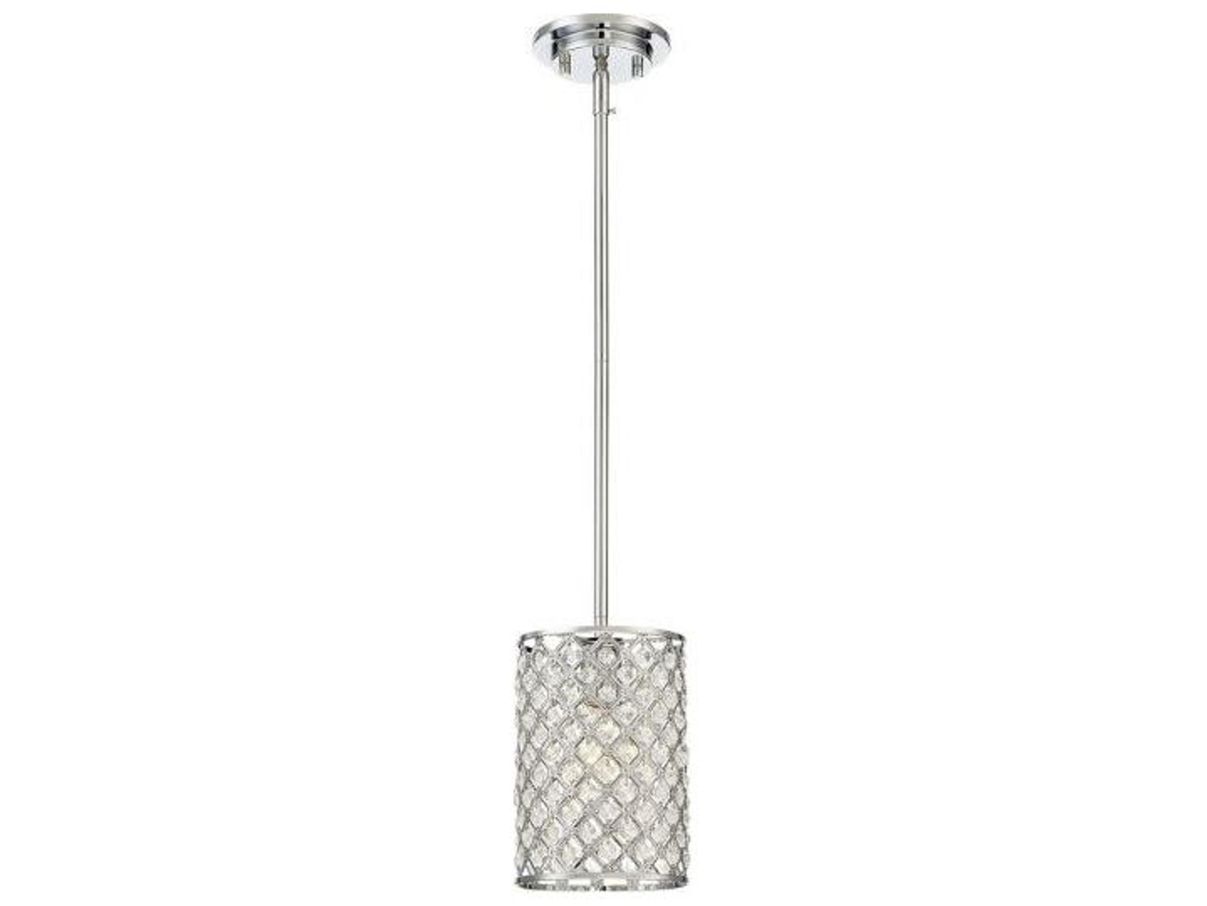 Savoy House Meridian 1-Light Chrome Crystal Cylinder Geometric Mini Pendant