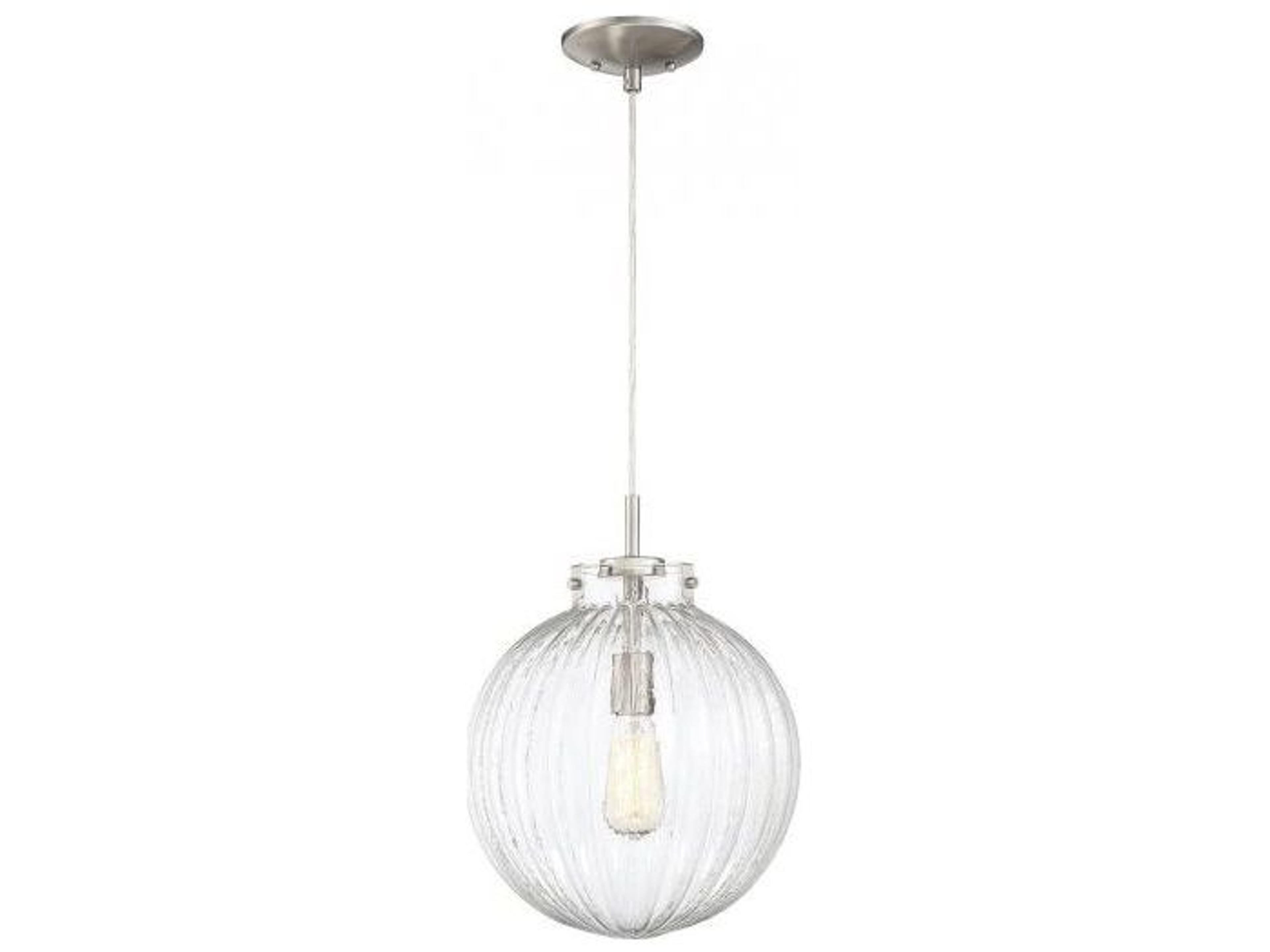 Savoy House Meridian 1-Light Brushed Nickel Glass Globe Geometric Mini Pendant