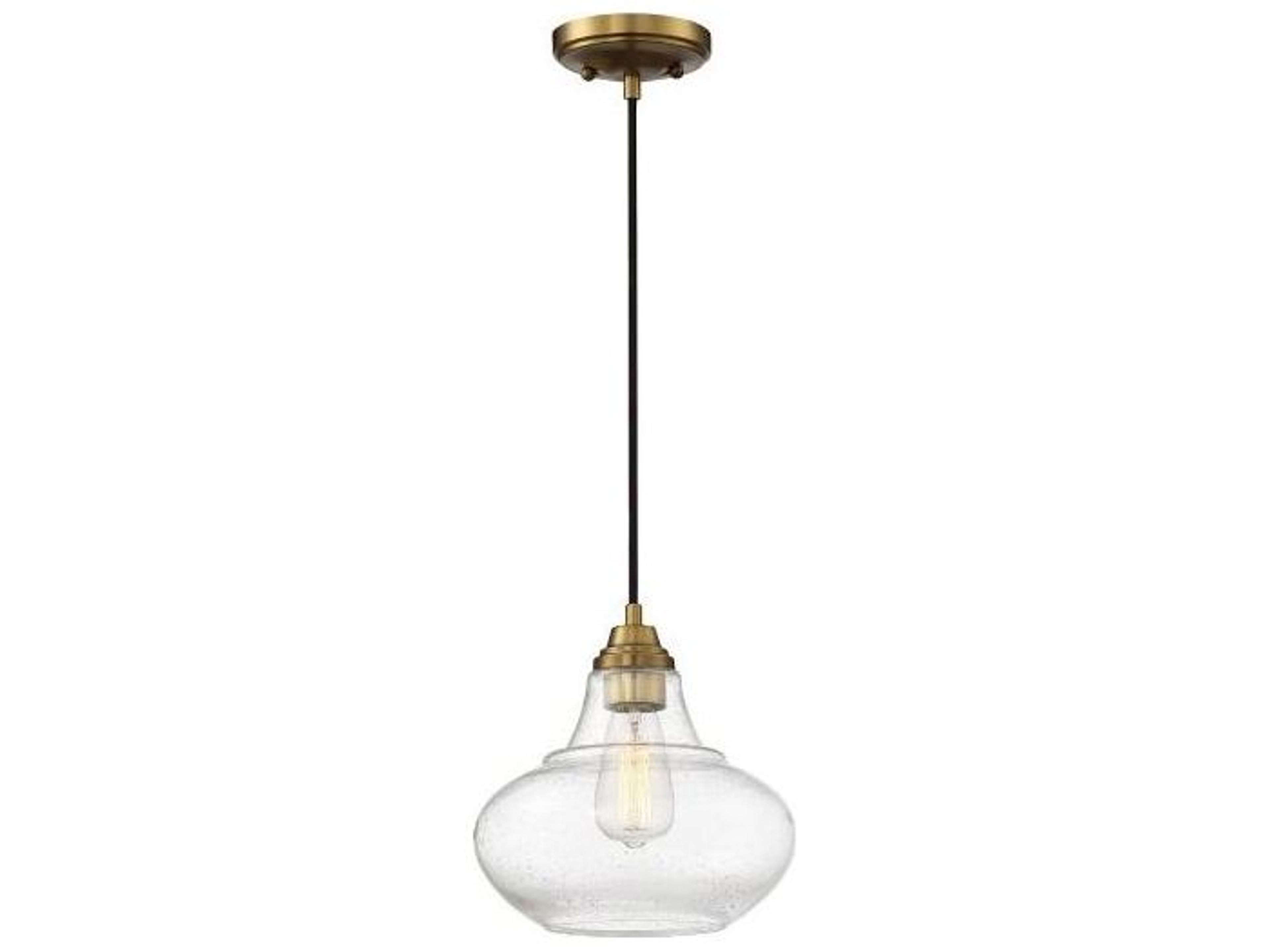 Savoy House Meridian 1-Light Natural Brass Glass Globe Geometric Mini Pendant