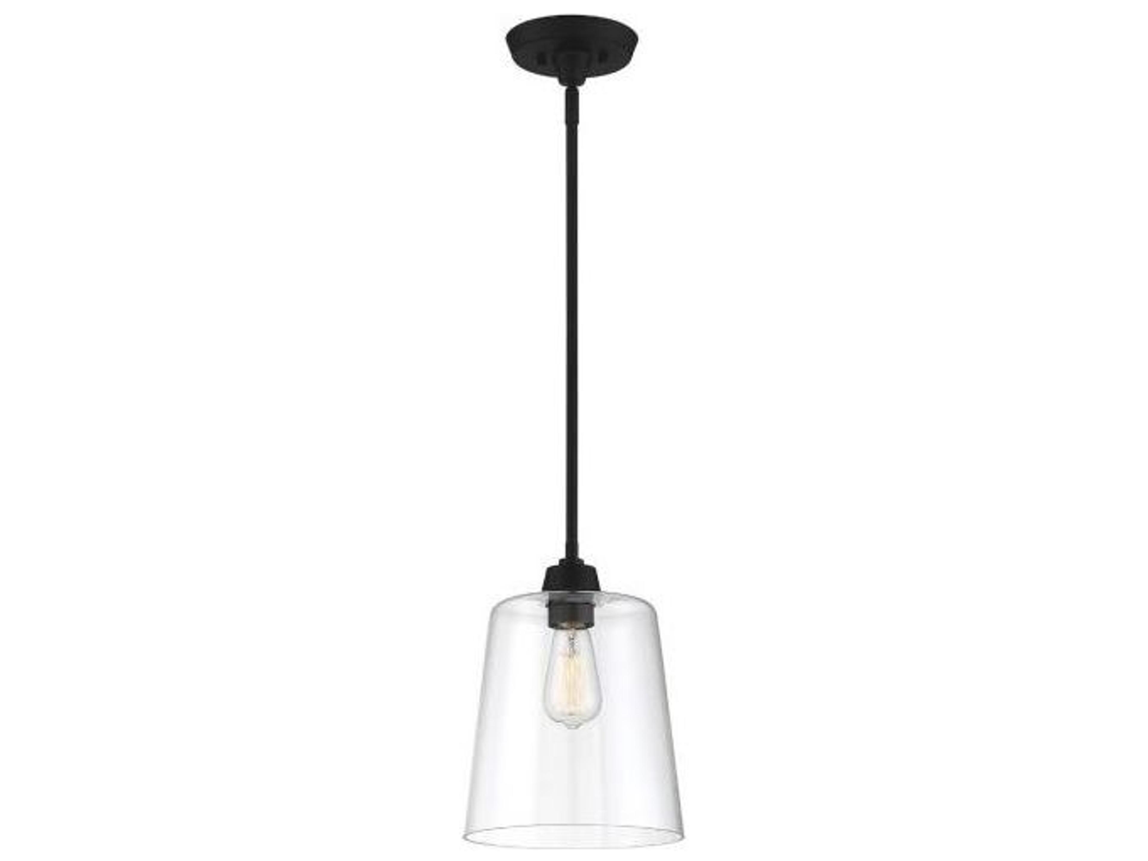 Savoy House Meridian 1-Light Matte Black Glass Empire Mini Pendant
