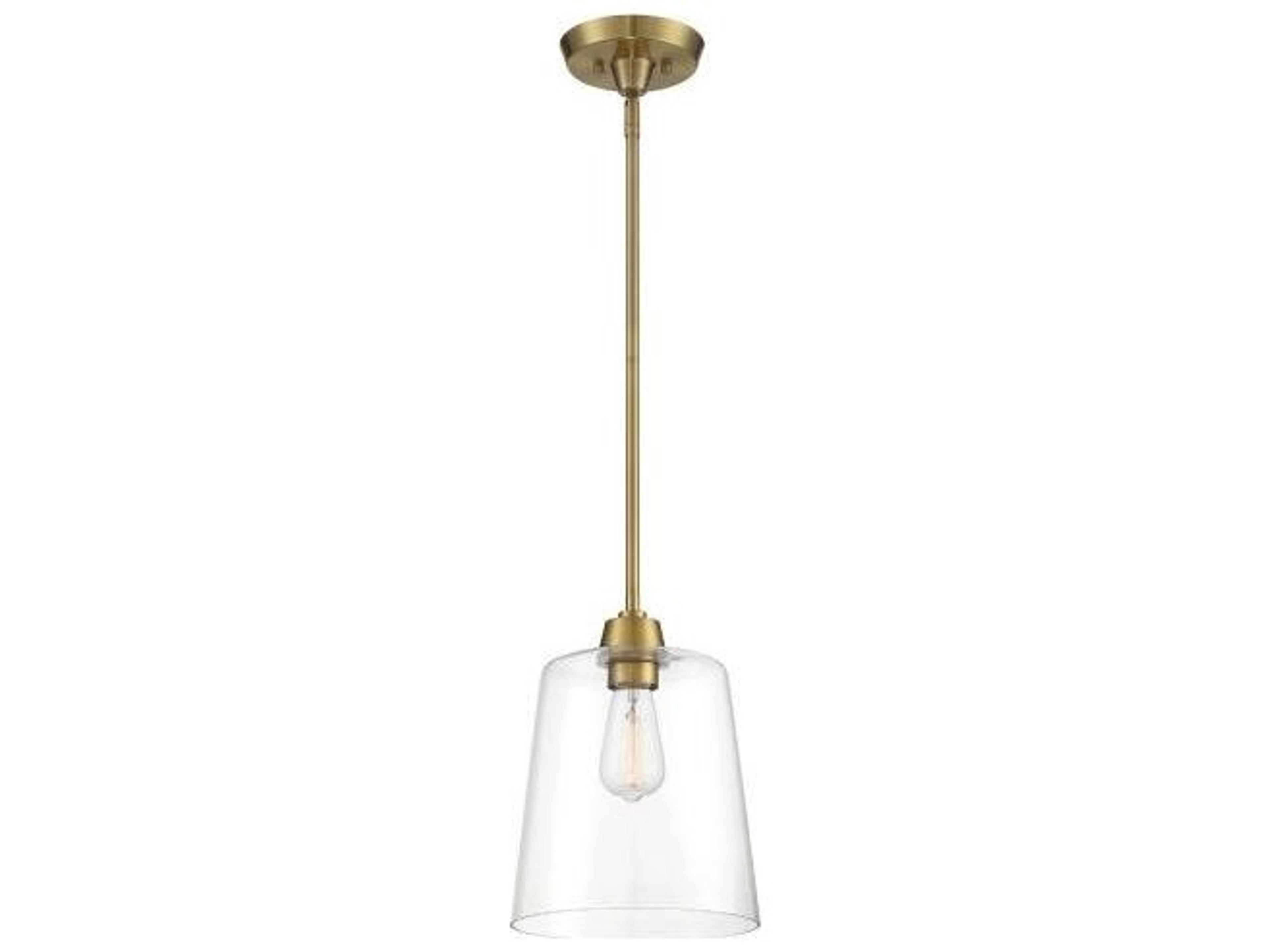 Savoy House Meridian 1-Light Natural Brass Glass Empire Mini Pendant