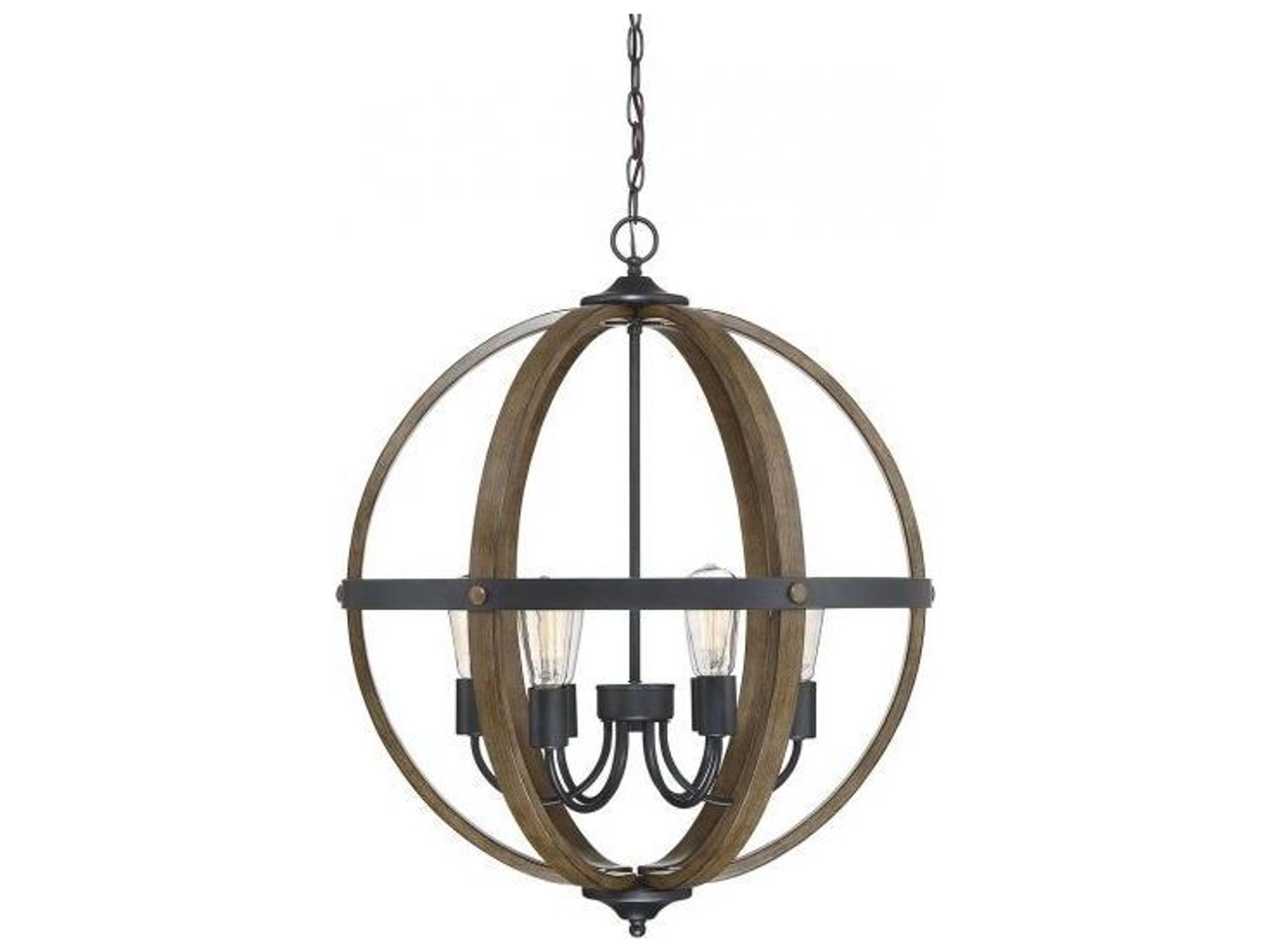 Savoy House Meridian 6-Light Wood Black Brown Pendant