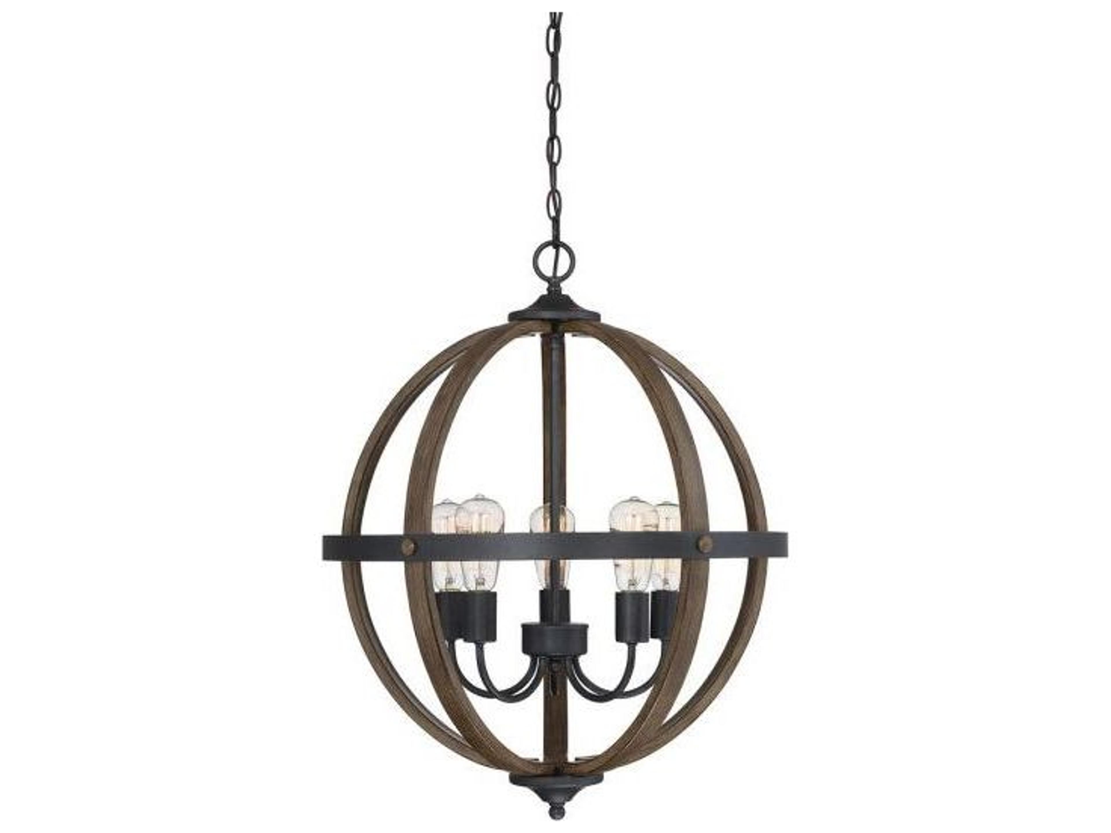 Savoy House Meridian 5-Light Wood Black Brown Pendant
