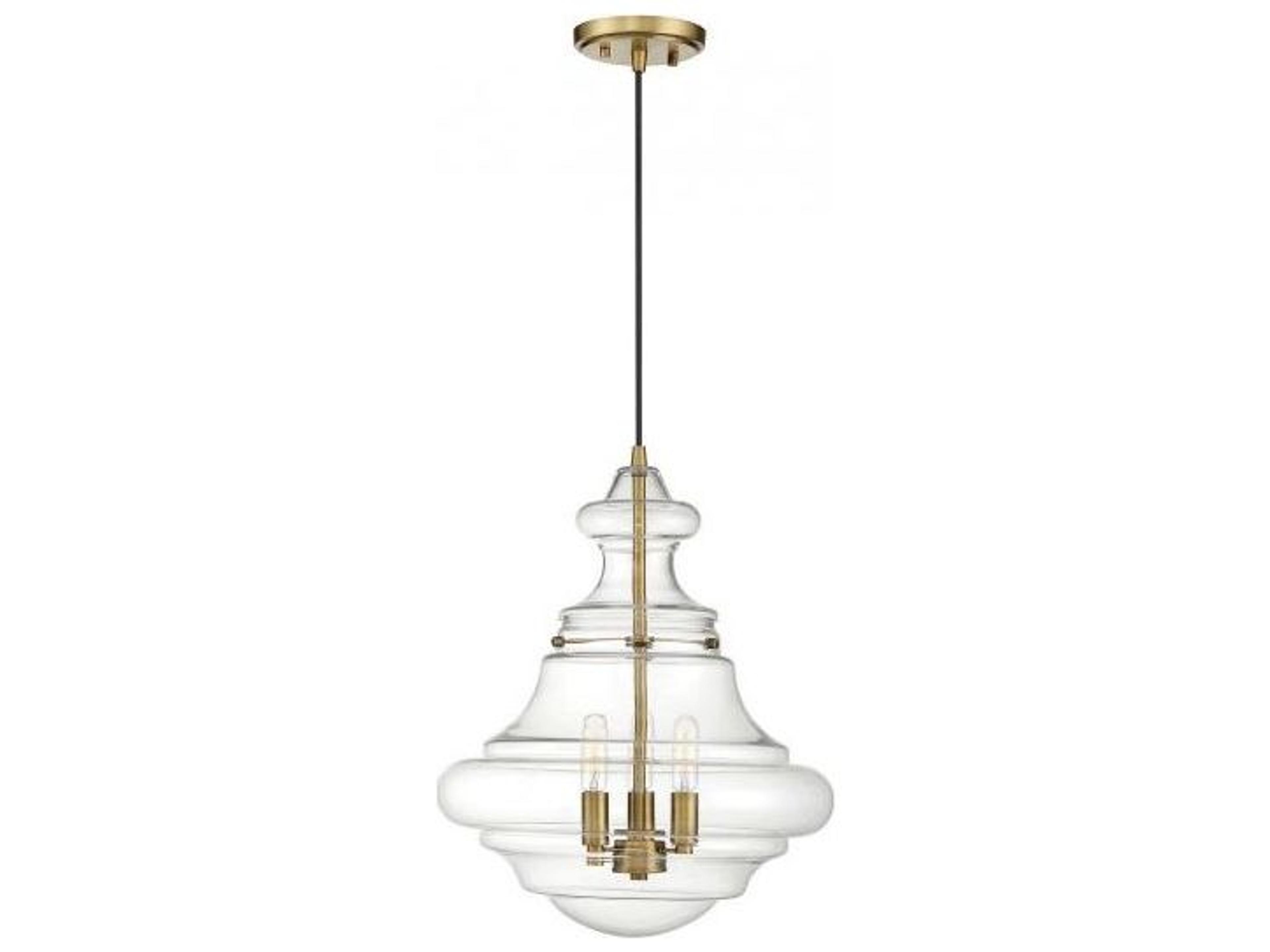 Savoy House Meridian 3-Light Natural Brass Glass Geometric Pendant