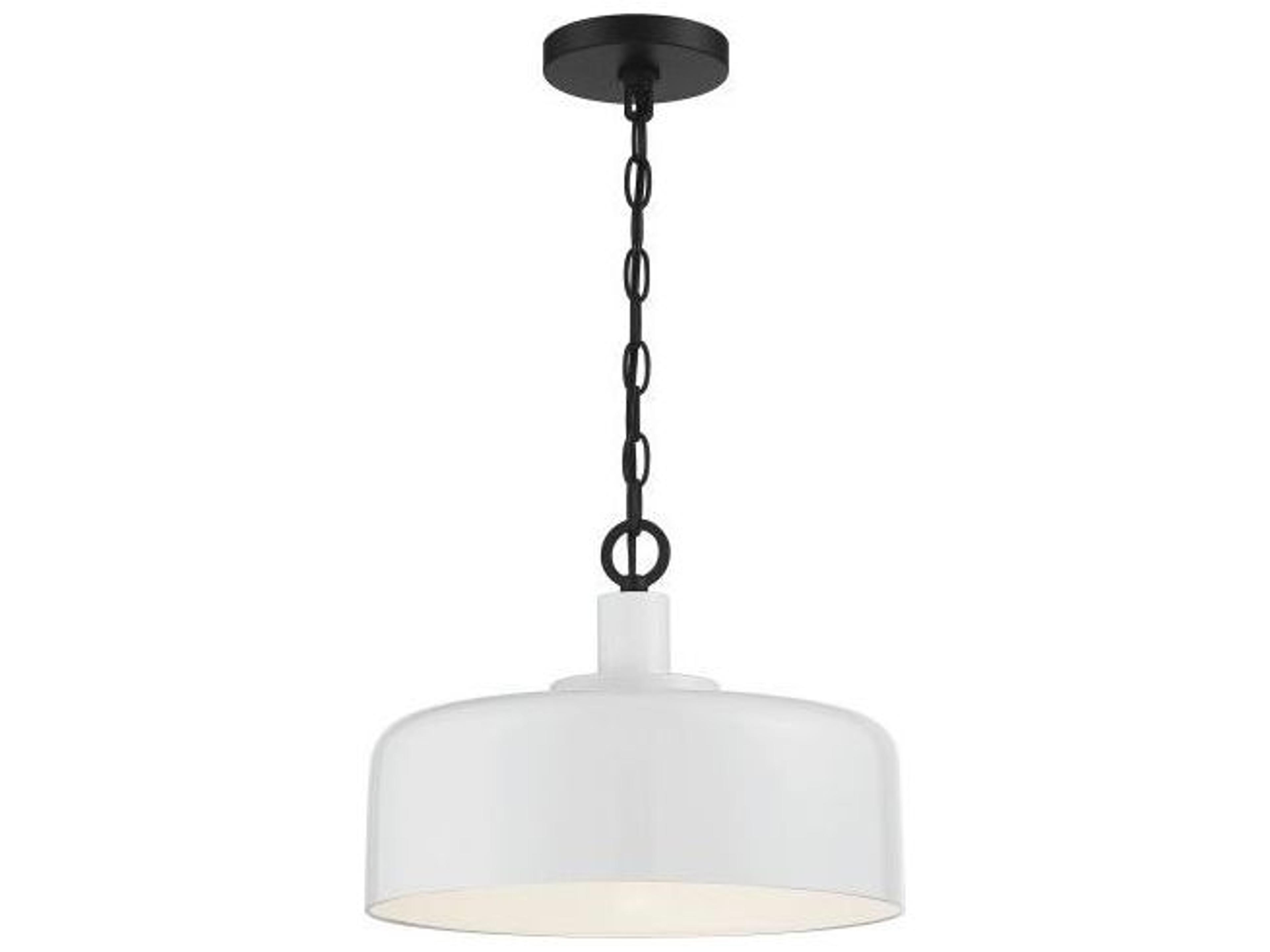 Savoy House Meridian 1-Light White Black Drum Geometric Pendant