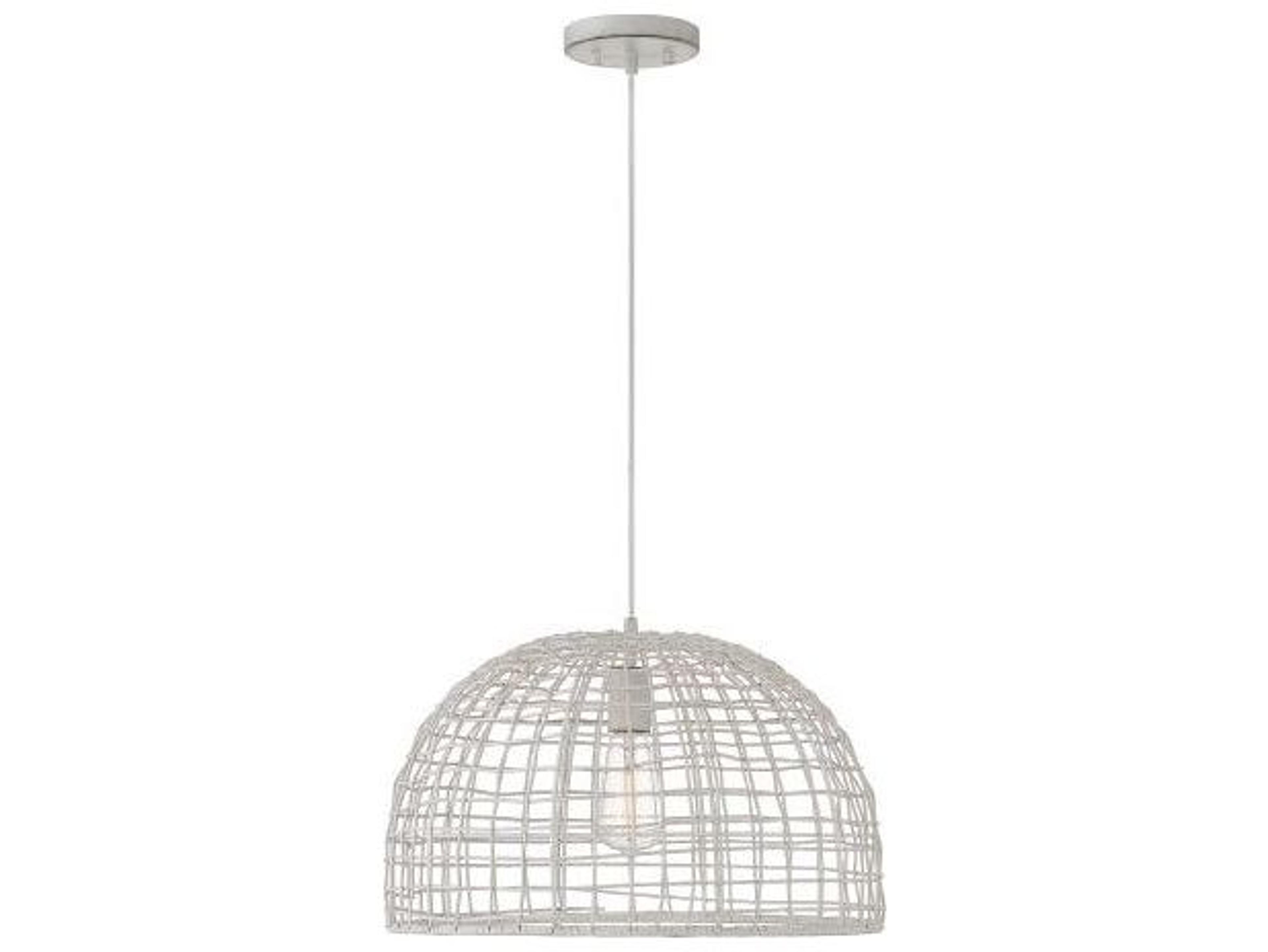 Savoy House Meridian 1-Light White Rattan Wood Dome Geometric Pendant