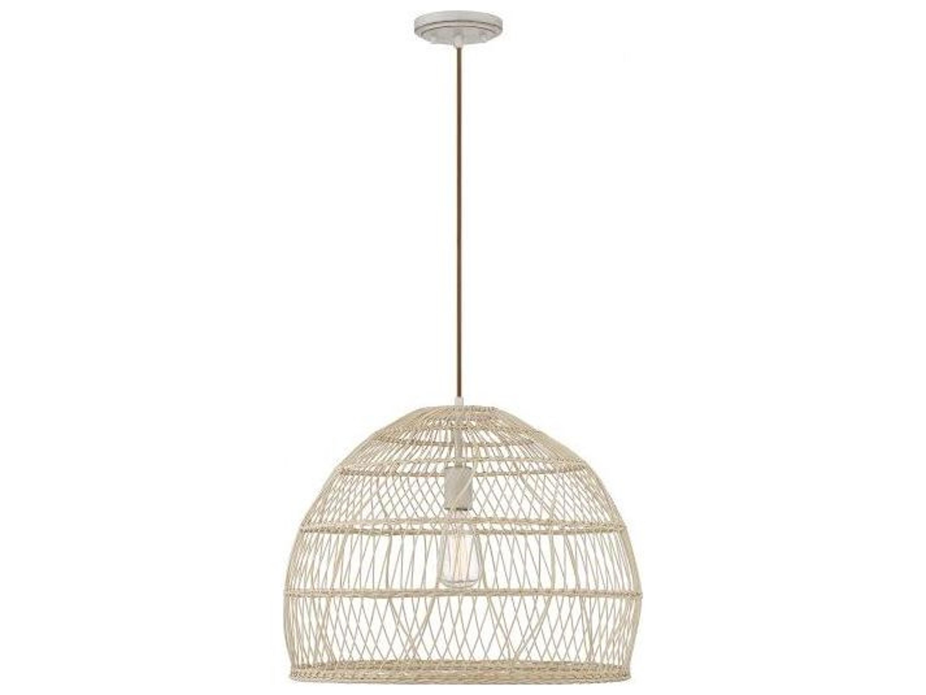 Savoy House Meridian 1-Light Natural Rattan Wood Dome Geometric Pendant