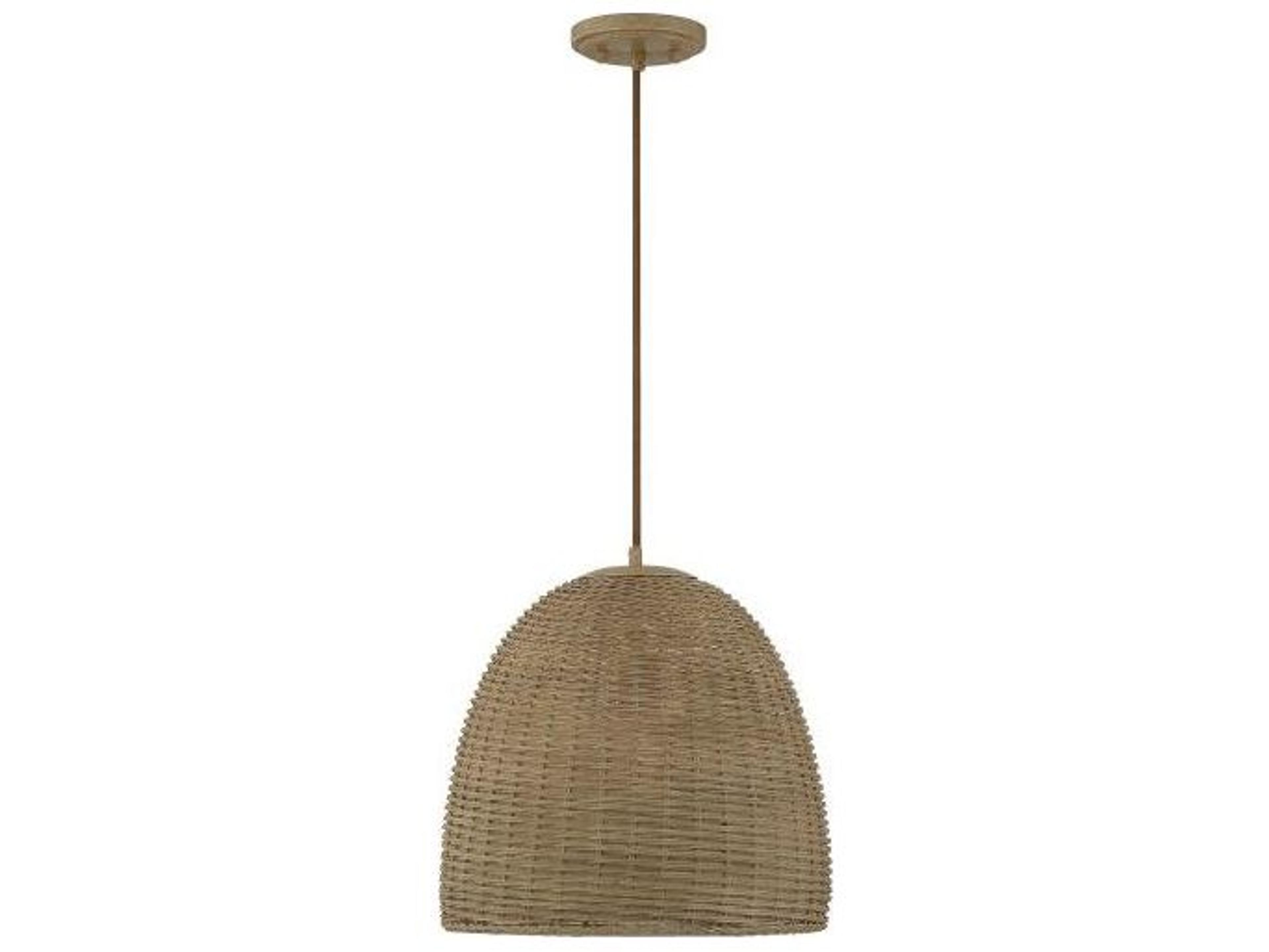 Savoy House Meridian 1-Light Natural Wicker Wood Dome Geometric Pendant
