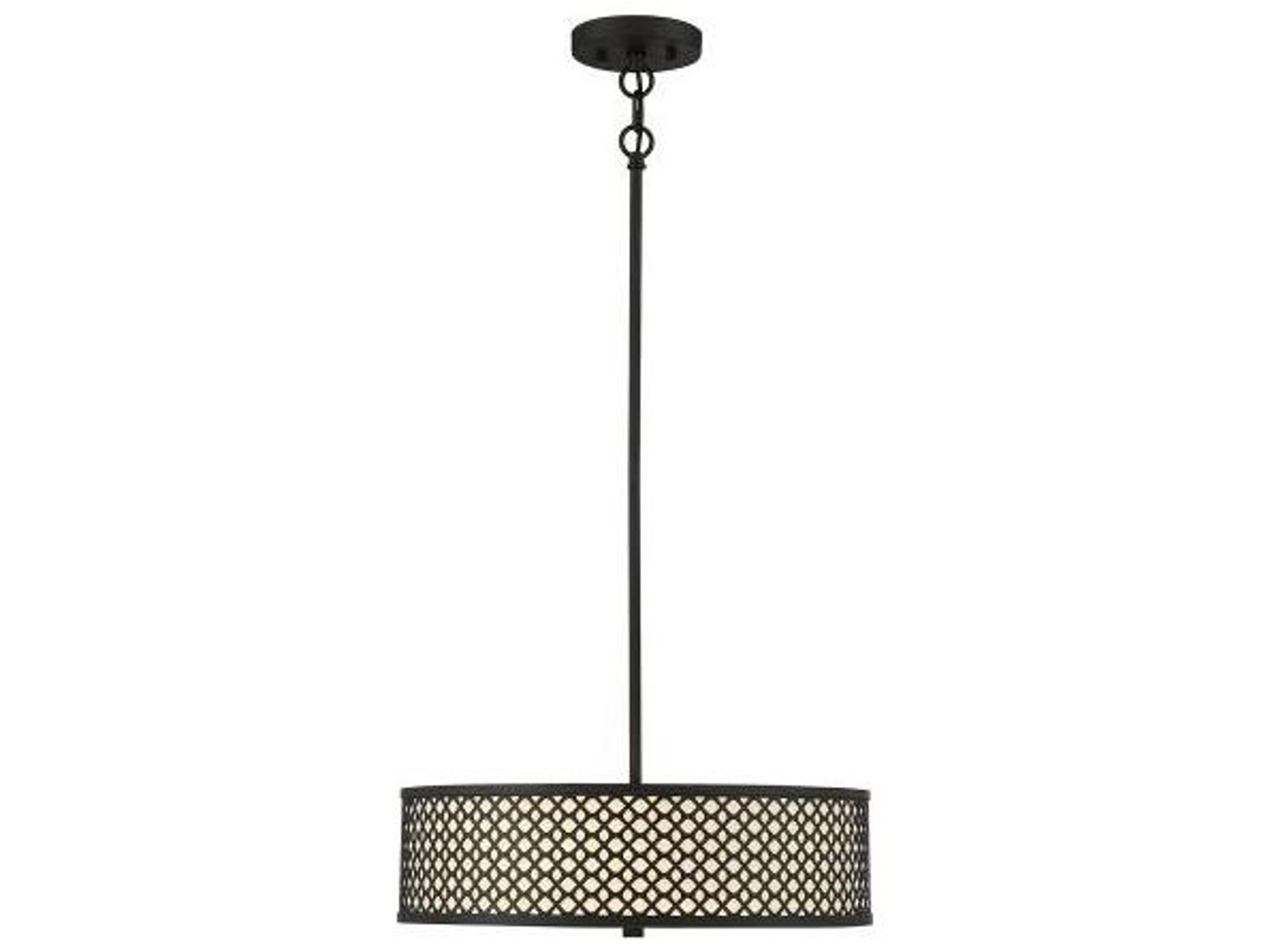Savoy House Meridian 3-Light Matte Black Drum Geometric Pendant
