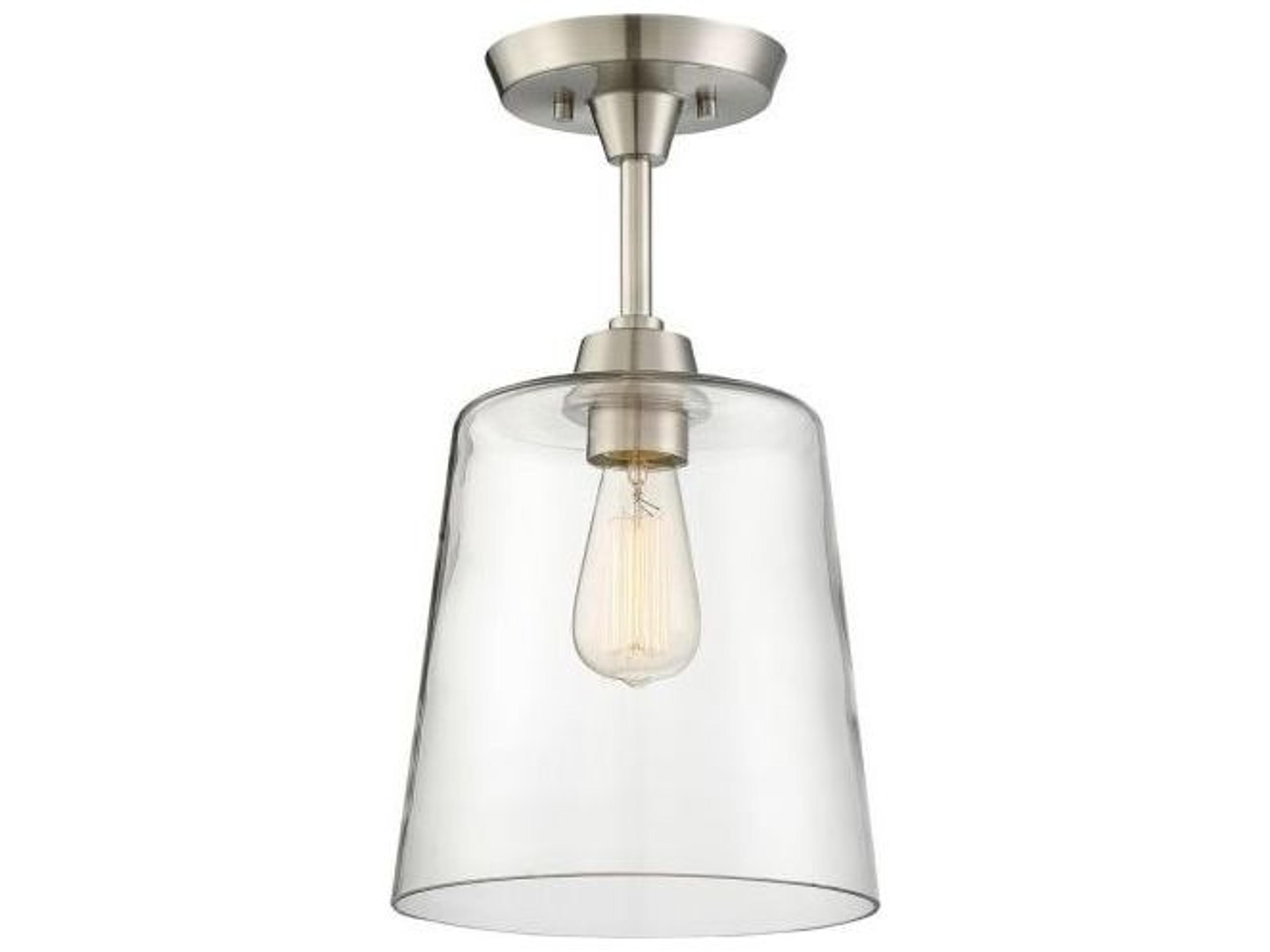 Savoy House Meridian 1-Light Brushed Nickel Glass Empire Semi Flush Mount