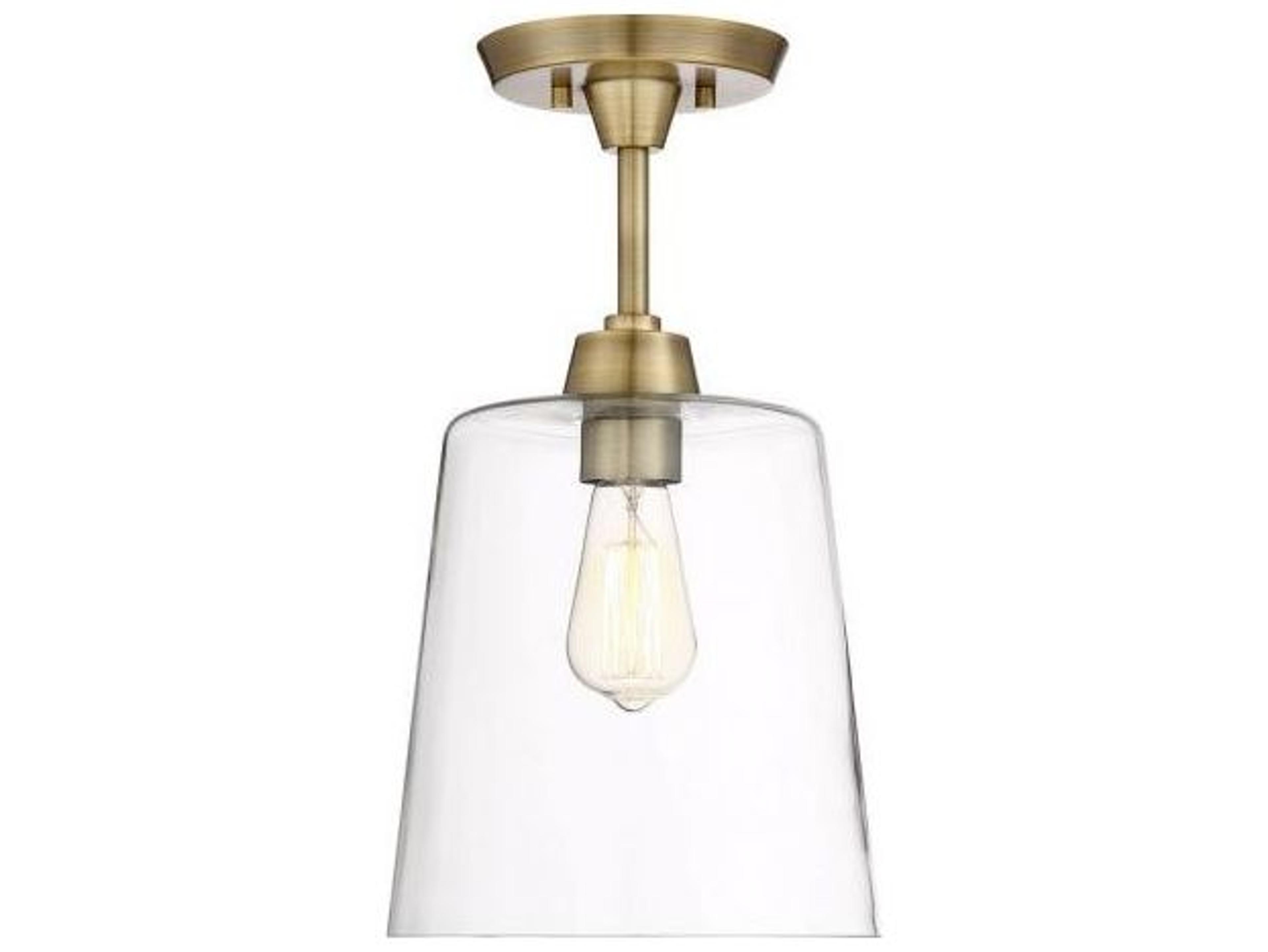 Savoy House Meridian 1-Light Natural Brass Glass Empire Semi Flush Mount