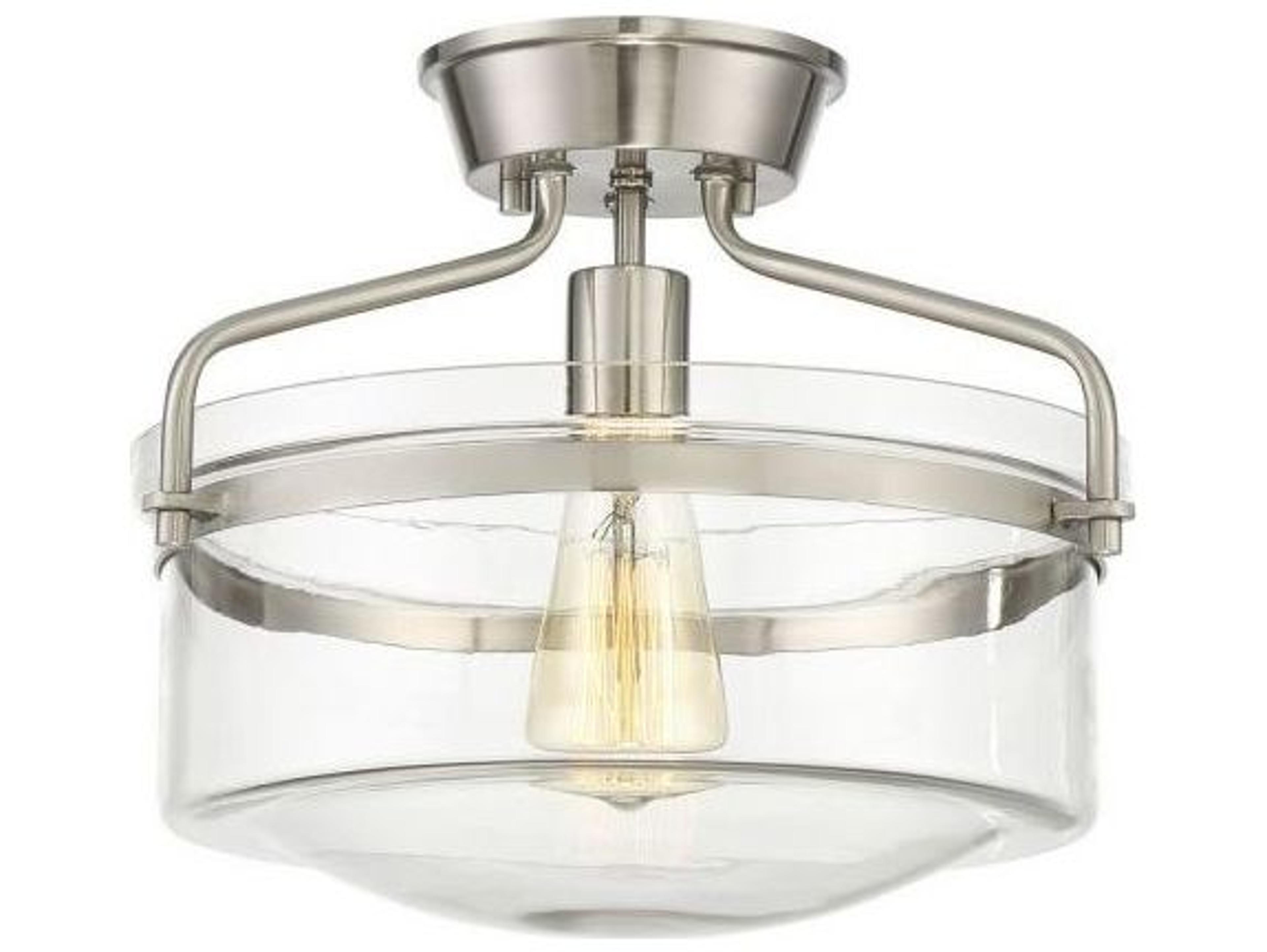 Savoy House Meridian 1-Light Brushed Nickel Glass Bowl Semi Flush Mount