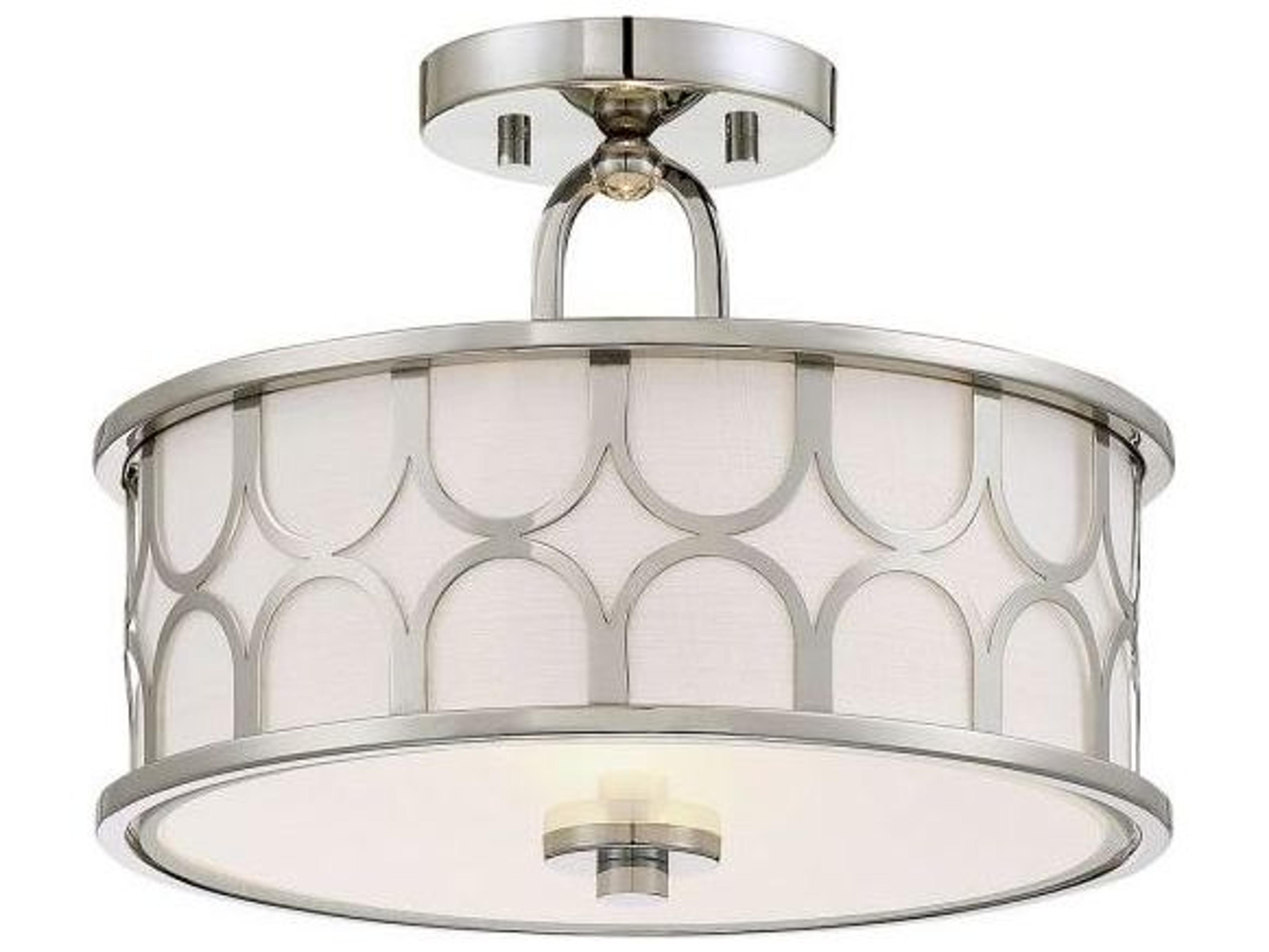 Savoy House Meridian 2-Light Polished Nickel Drum Semi Flush Mount