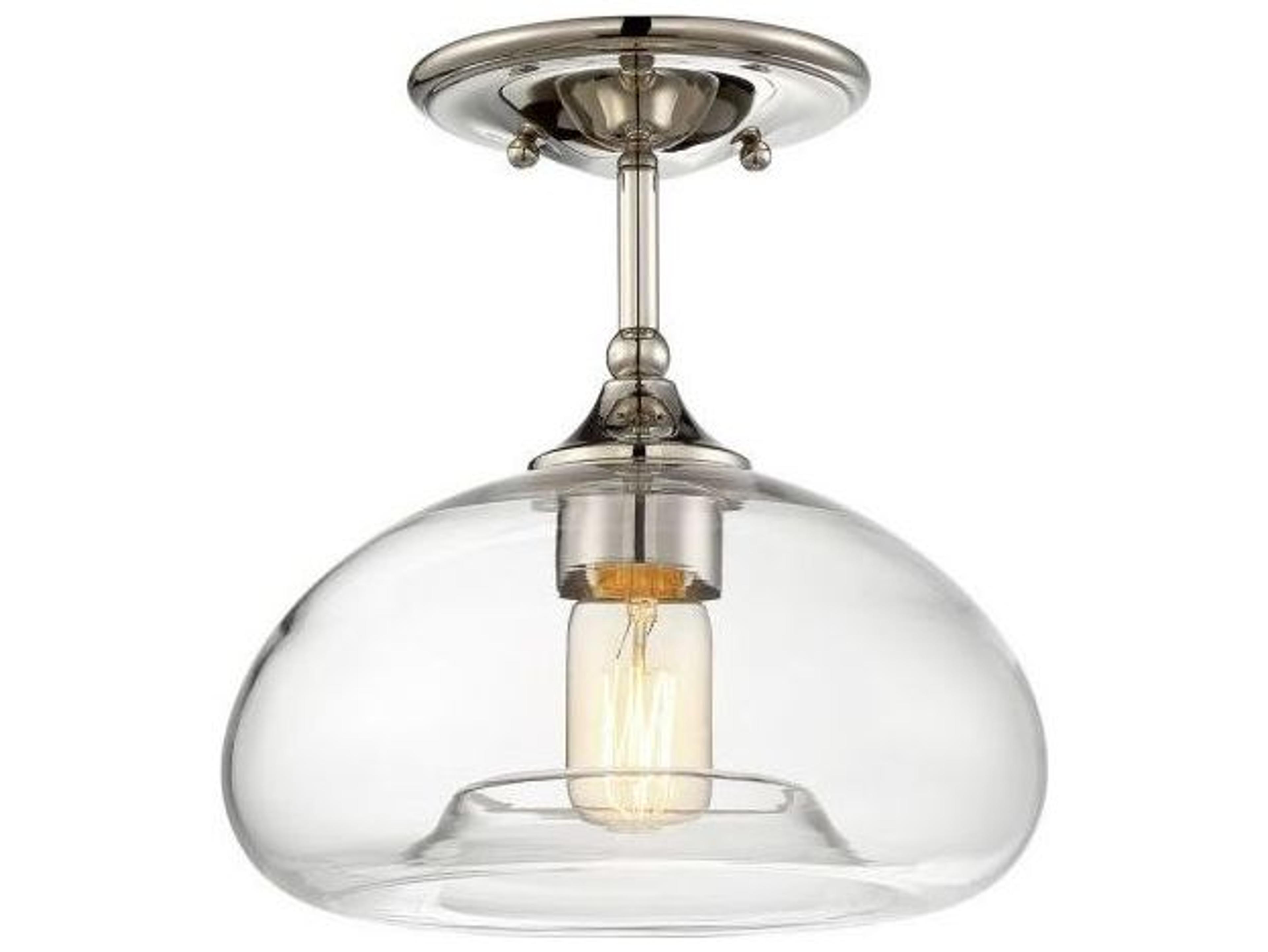 Savoy House Meridian 1-Light Polished Nickel Glass Dome Semi Flush Mount