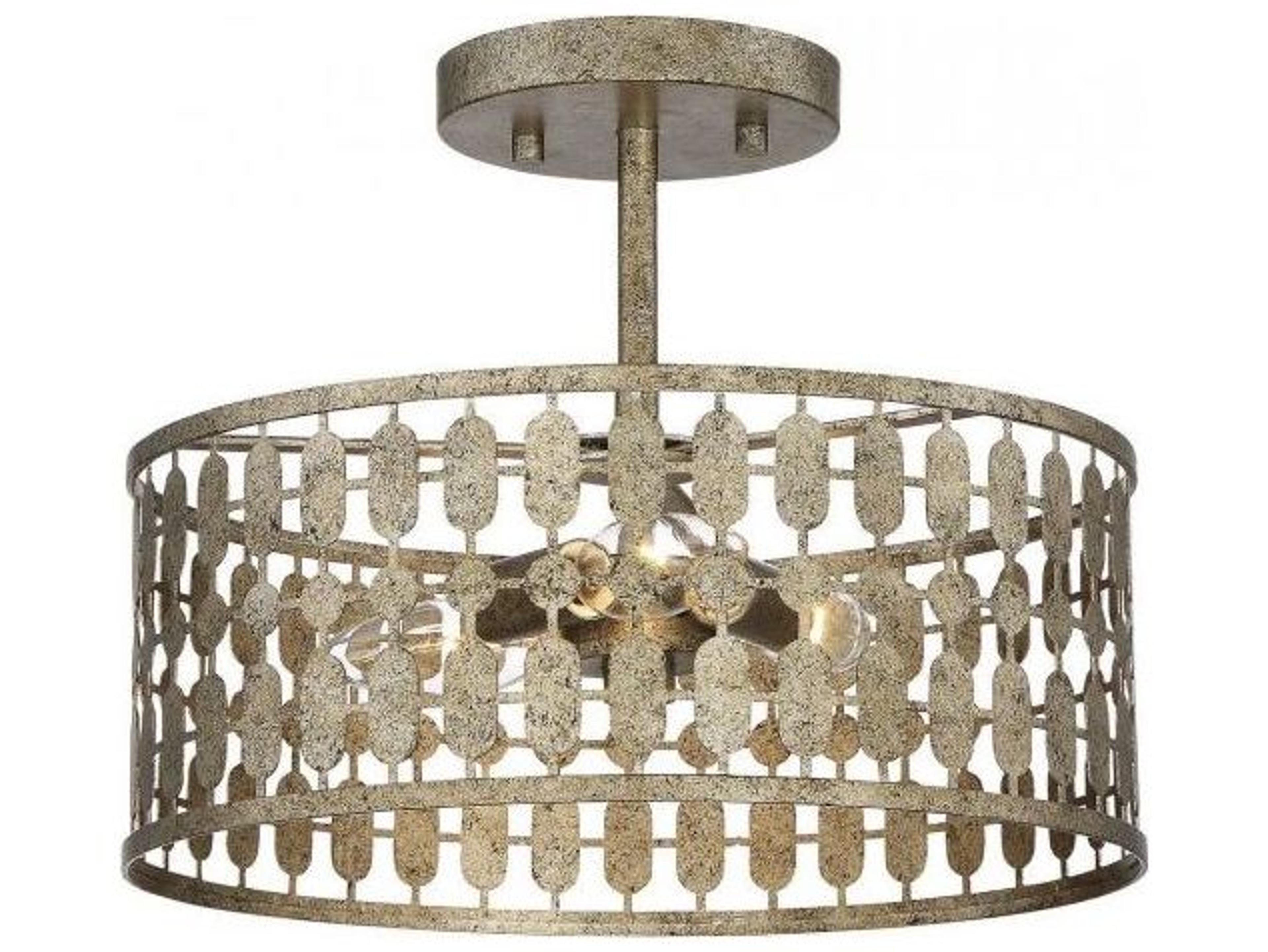 Savoy House Meridian 3-Light Antique Gold Drum Semi Flush Mount