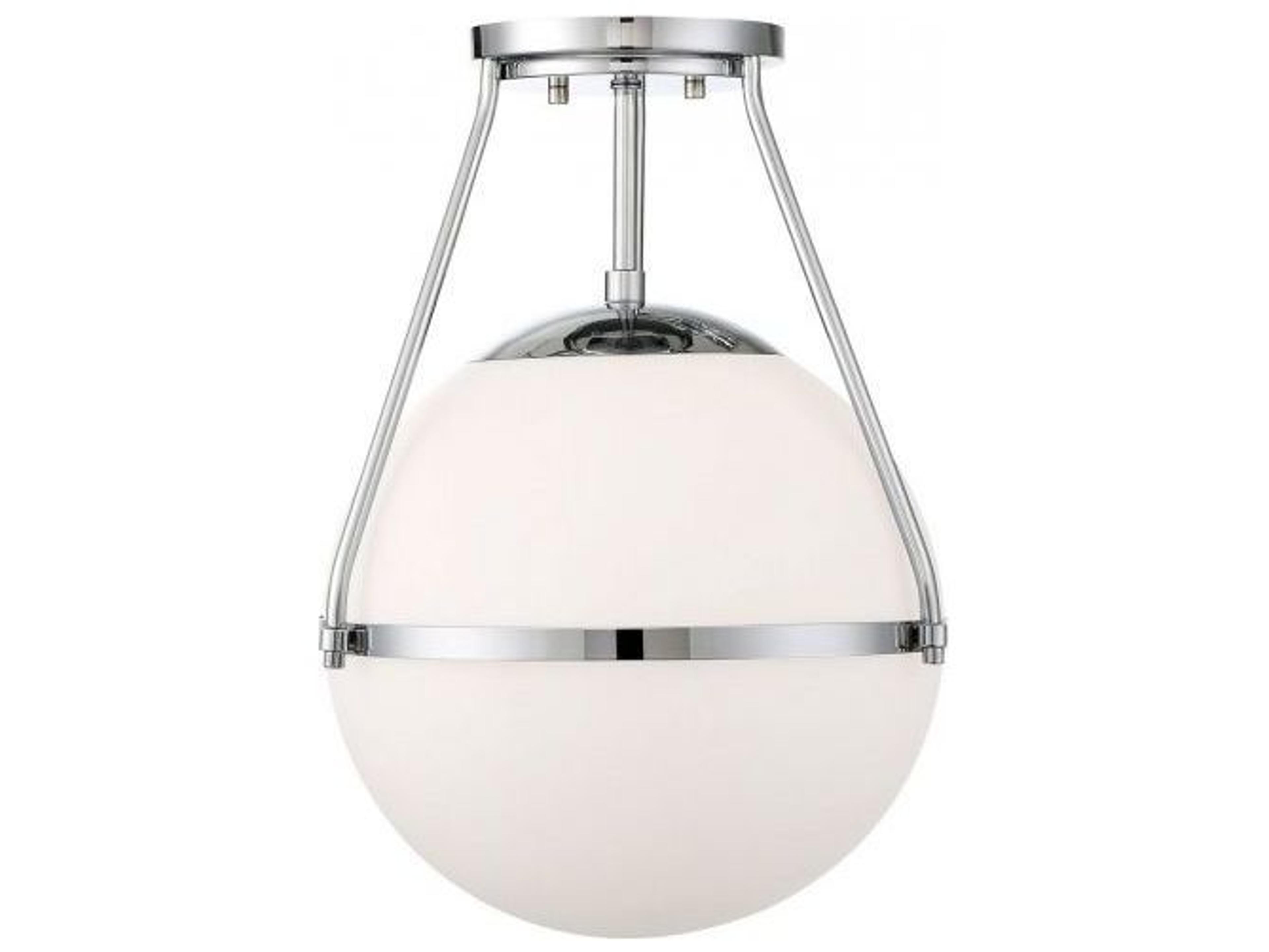 Savoy House Meridian 1-Light Chrome Glass Globe Geometric Semi Flush Mount