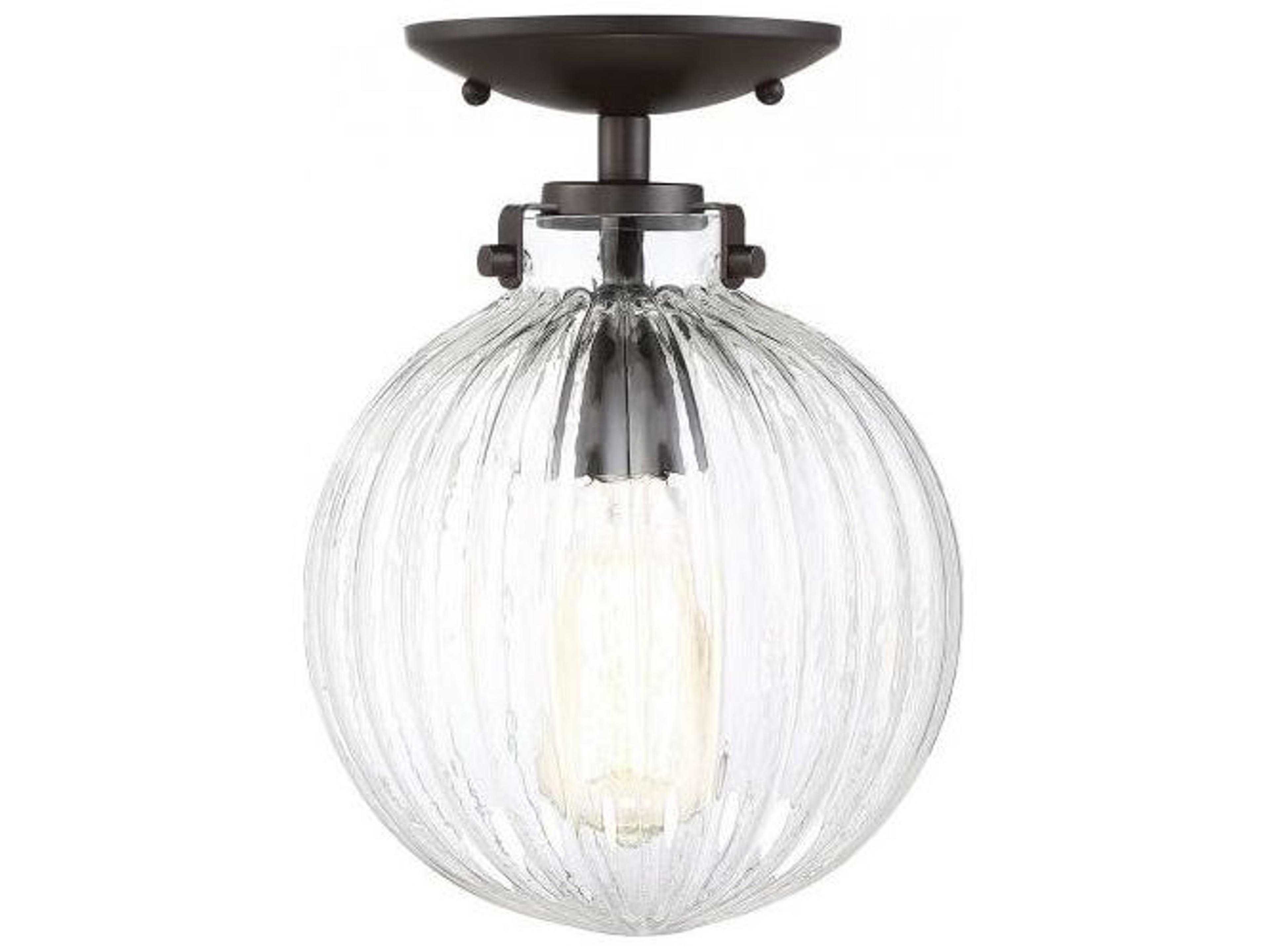 Savoy House Meridian 1-Light Oil Rubbed Bronze Glass Globe Geometric Semi Flush Mount