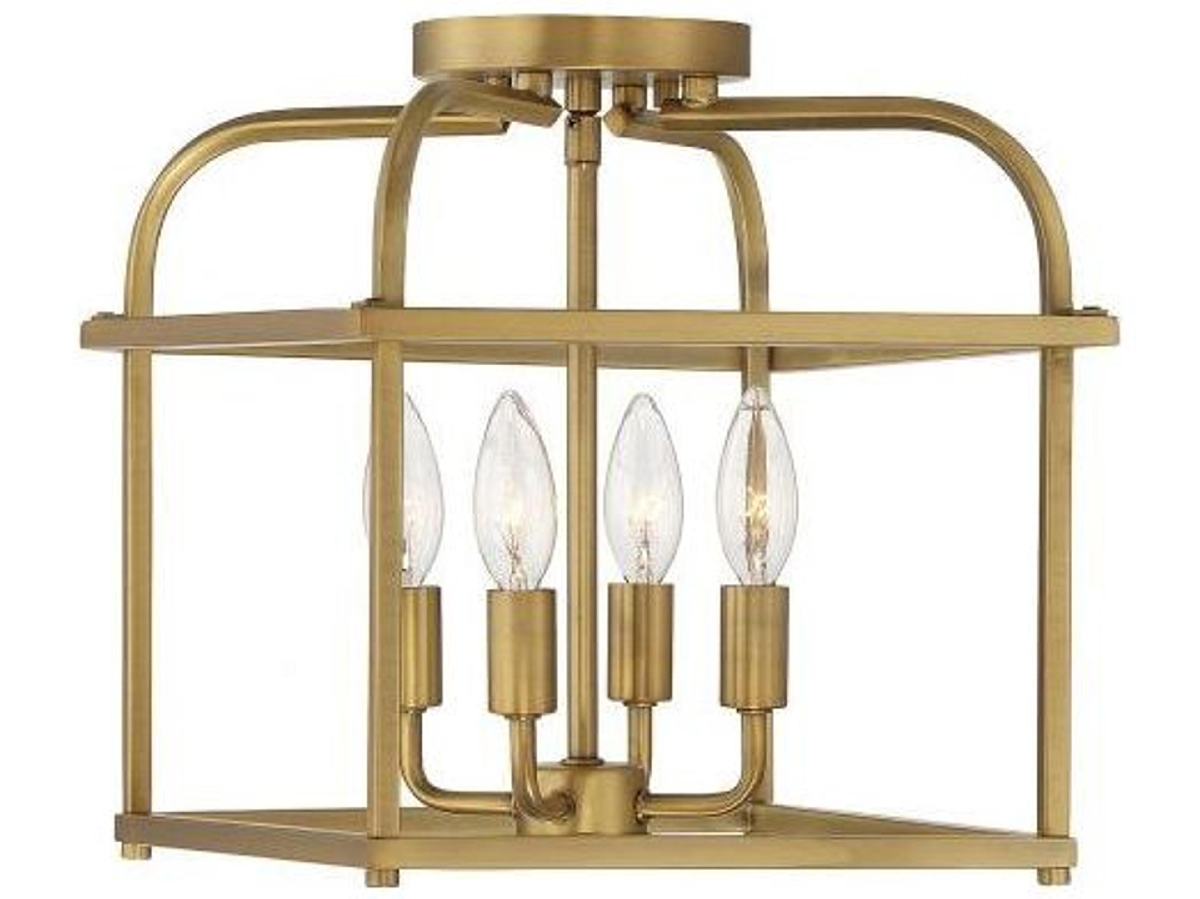 Savoy House Meridian 4-Light Natural Brass Semi Flush Mount
