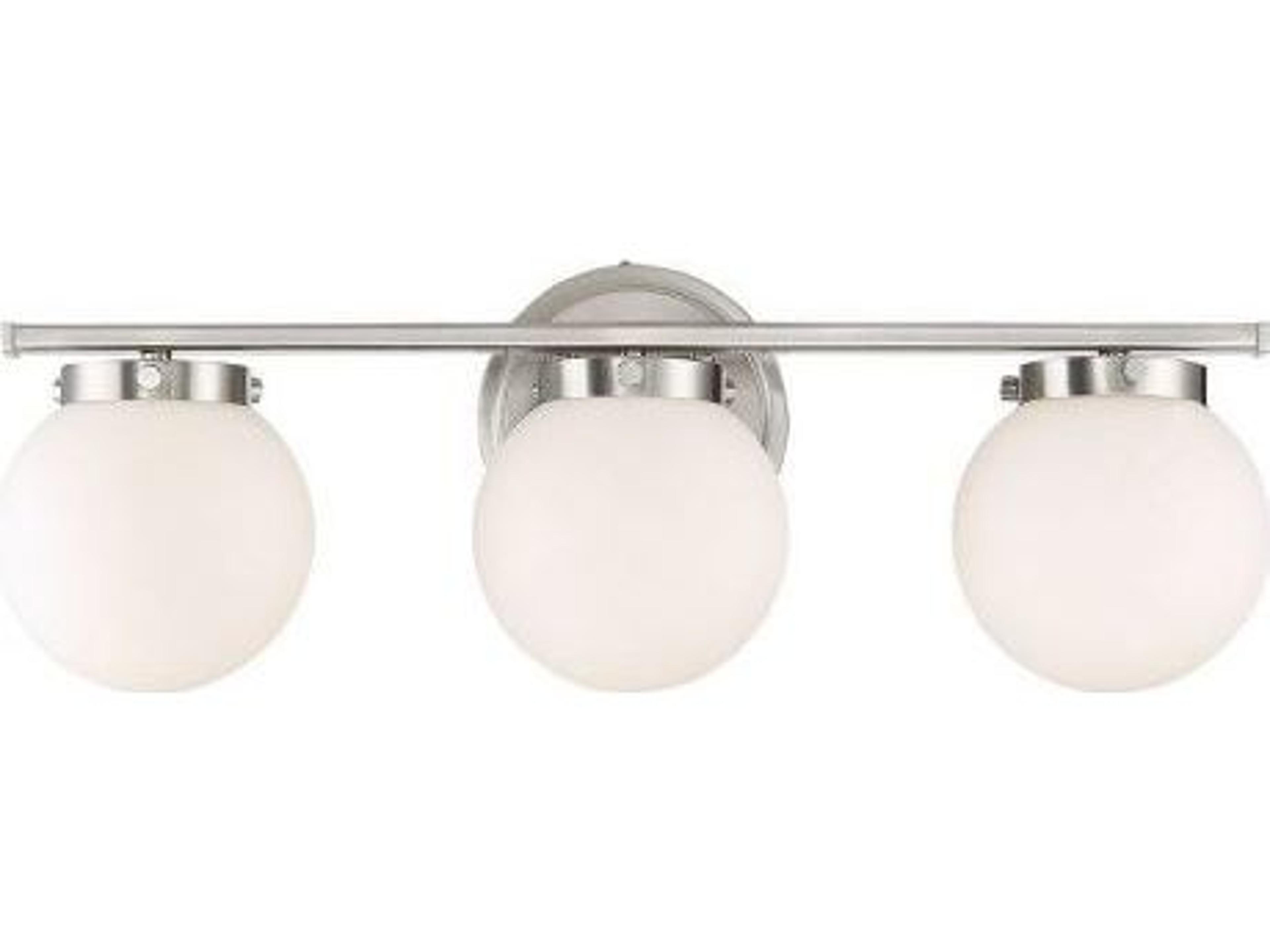 Savoy House Meridian 3-Light Brushed Nickel Glass Vanity Light