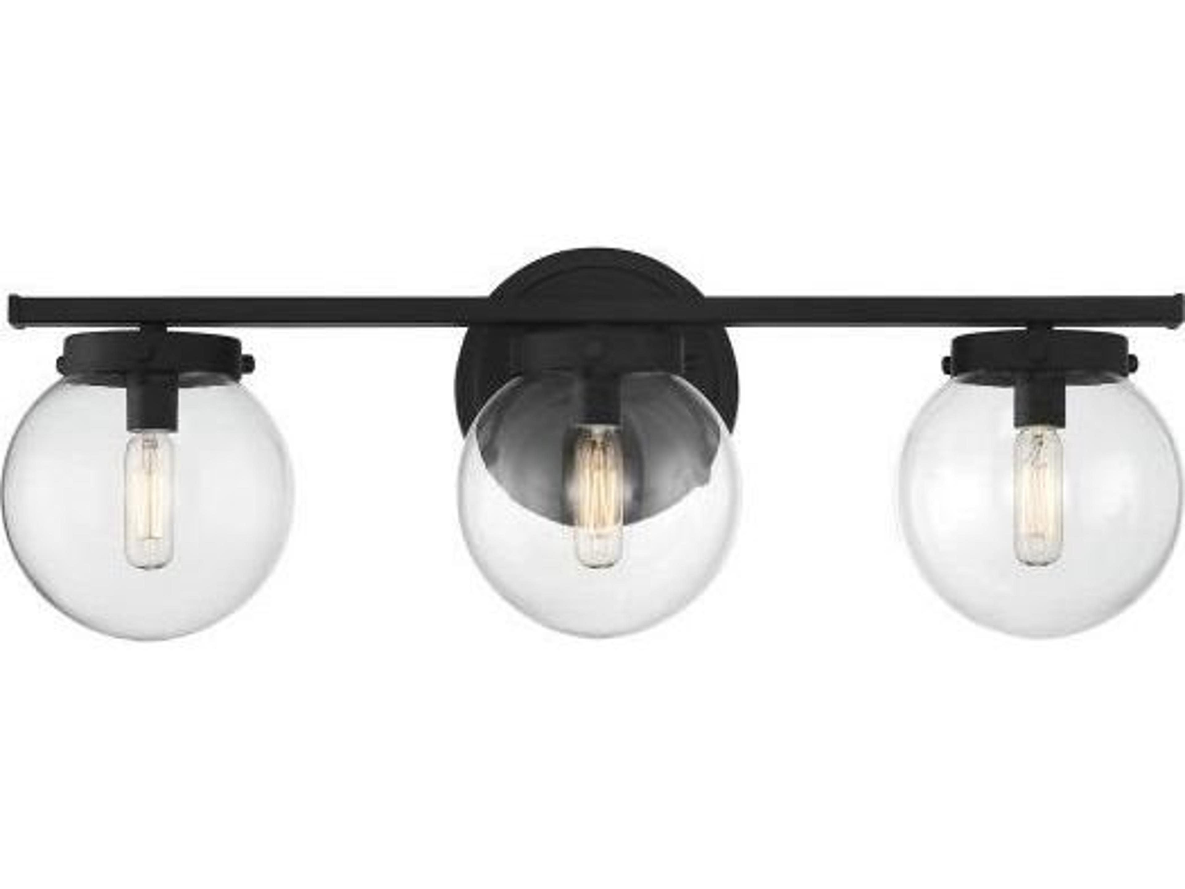Savoy House Meridian 3-Light Matte Black Glass Vanity Light